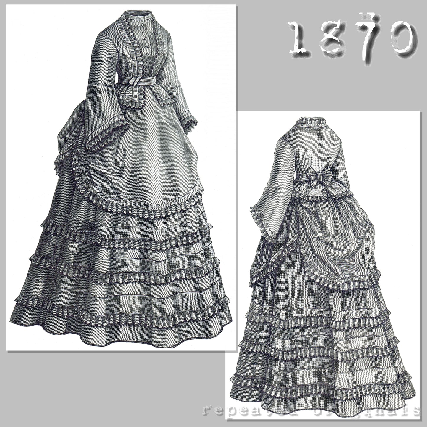 1870 Walking Suit Sewing Pattern - INSTANT DOWNLOAD PDF