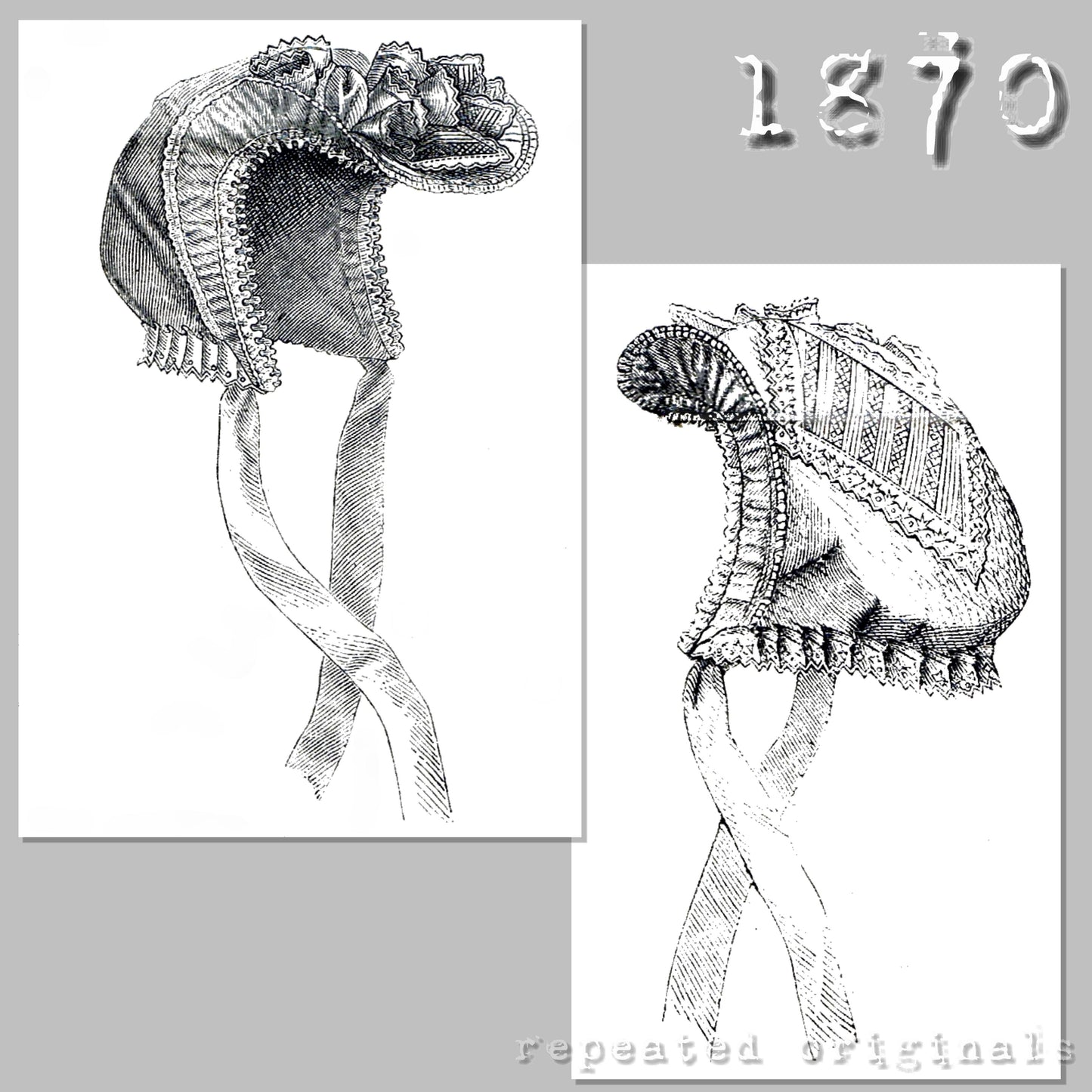 1870 Pique Cap for Child Under 6 Months Sewing Pattern - INSTANT DOWNLOAD PDF