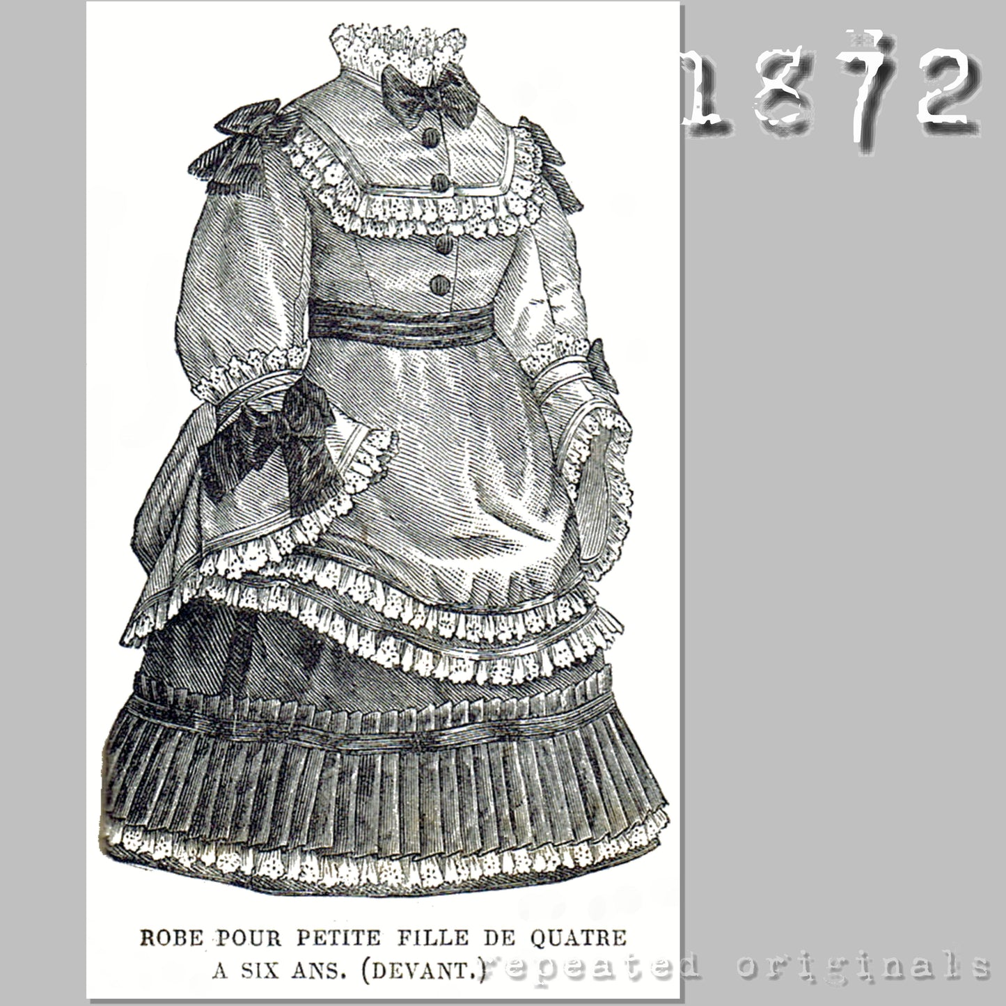 1872 Dress for Girl 4-6 Years Sewing Patterns - INSTANT DOWNLOAD PDF