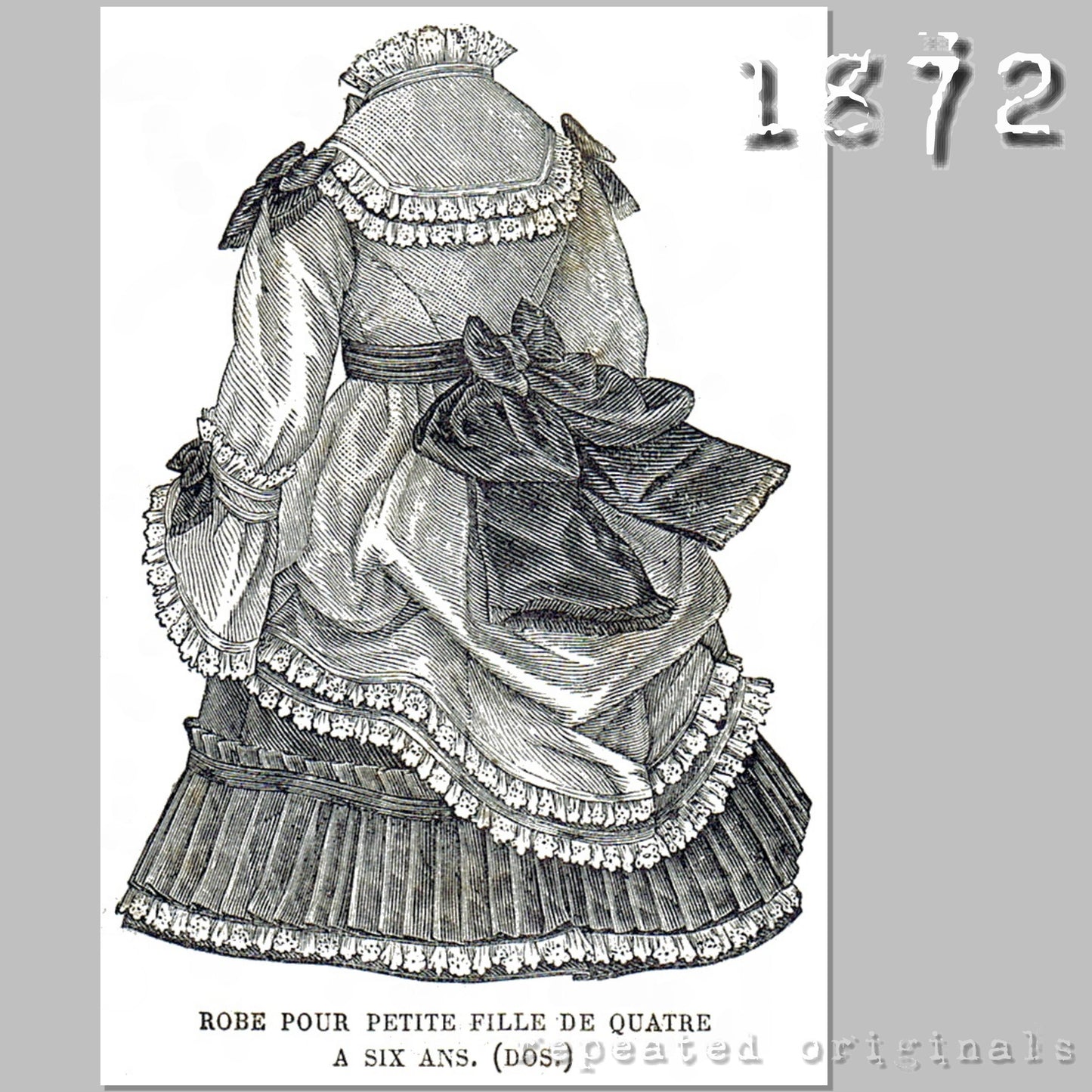 1872 Dress for Girl 4-6 Years Sewing Patterns - INSTANT DOWNLOAD PDF