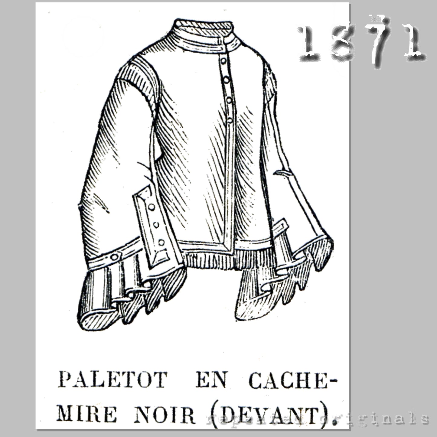 1871 Black Cashmere Paletot Sewing Pattern - INSTANT DOWNLOAD PDF