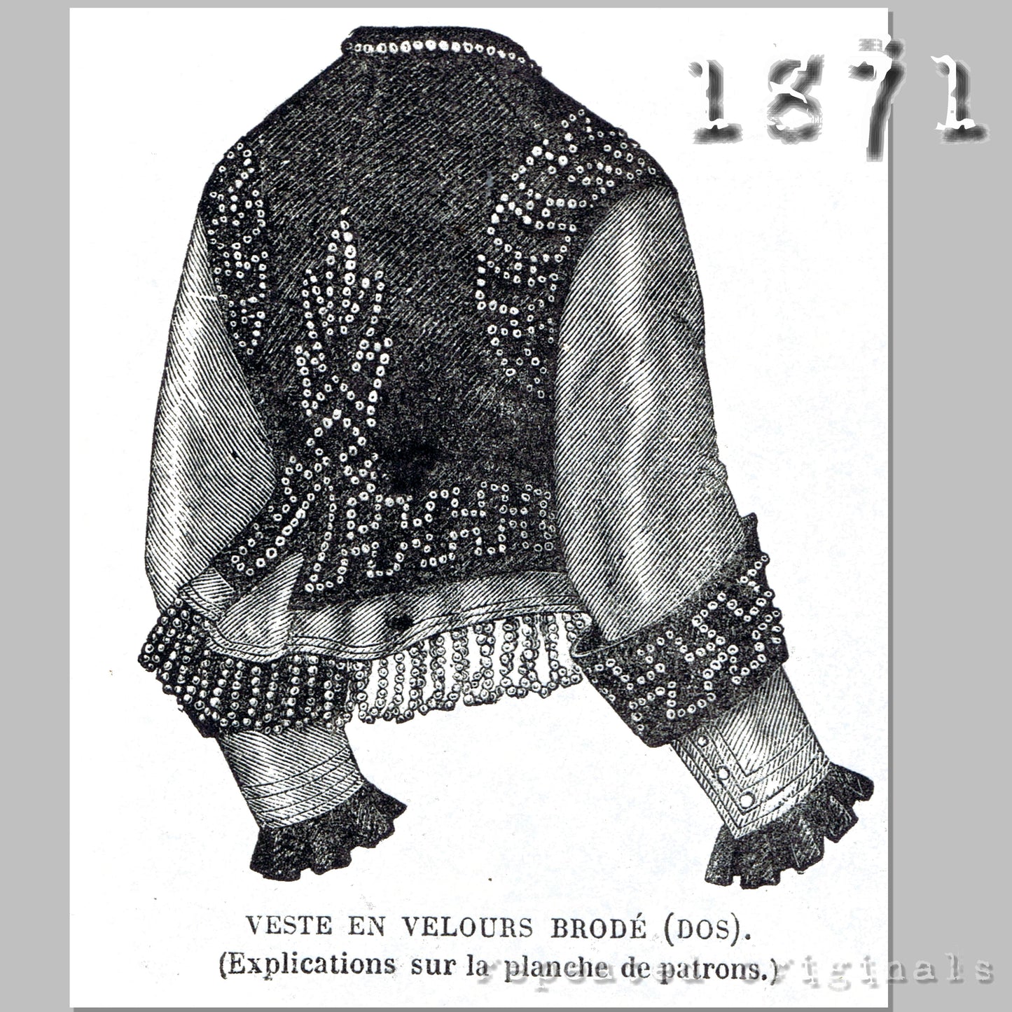 1871 Velvet Jacket Sewing Pattern - INSTANT DOWNLOAD PDF