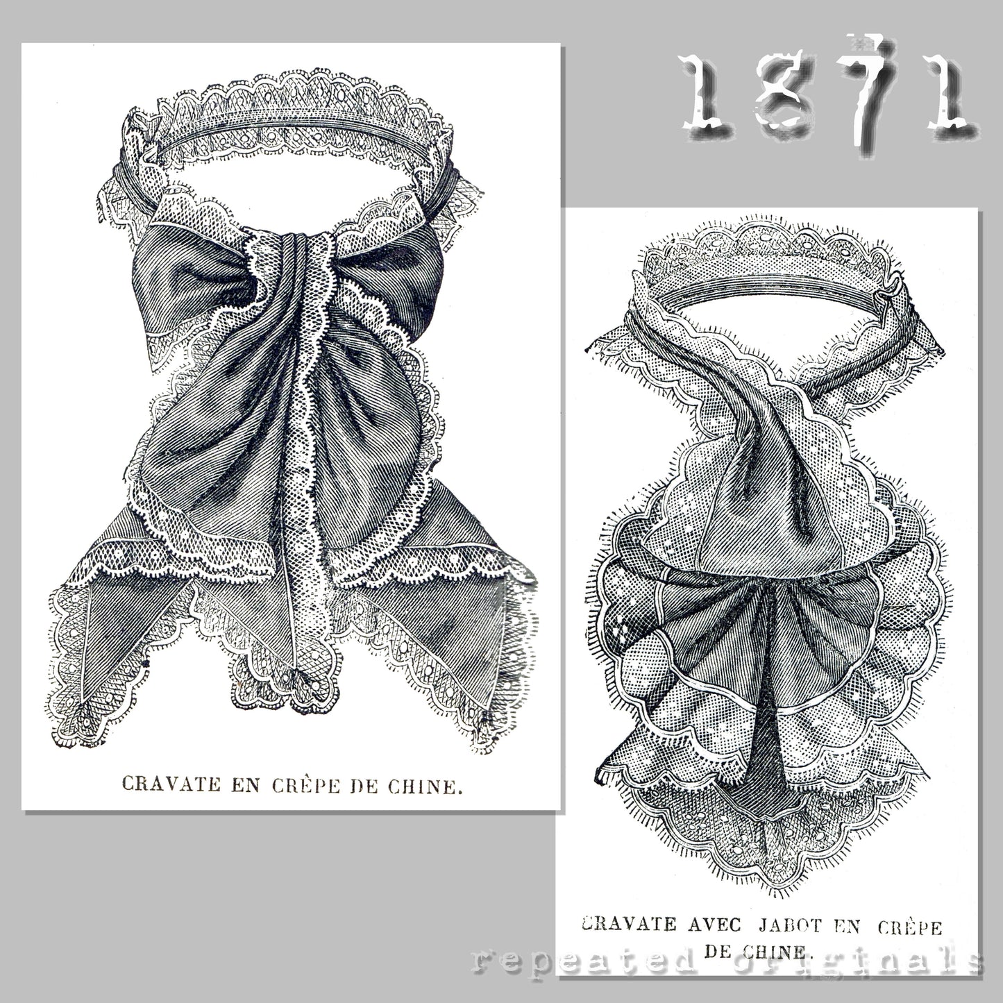 1871 Crepe de Chine Ties Sewing Pattern - INSTANT DOWNLOAD PDF