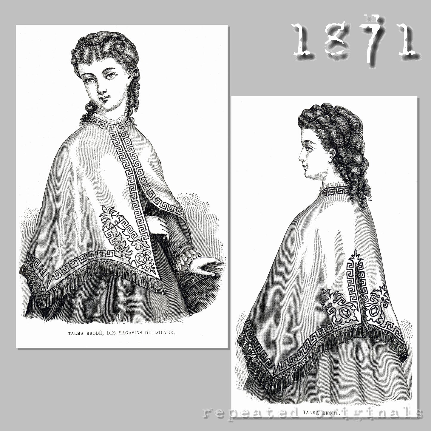 1871 Embroidered Talma Sewing Pattern - INSTANT DOWNLOAD PDF