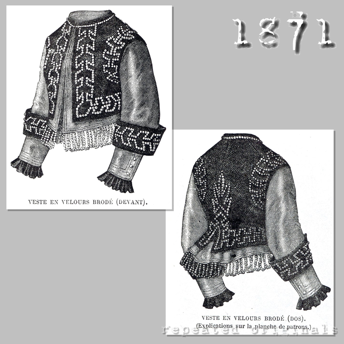 1871 Velvet Jacket Sewing Pattern - INSTANT DOWNLOAD PDF