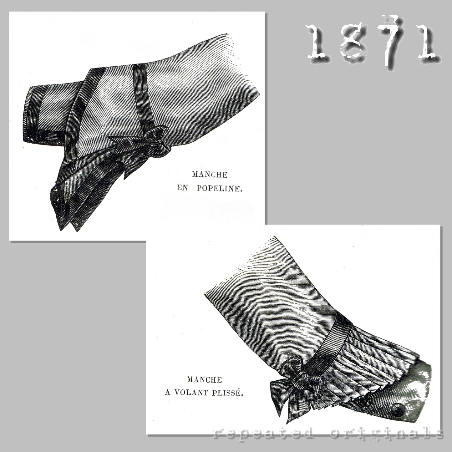 1871 Two Sleeves Sewing Pattern - INSTANT DOWNLOAD PDF