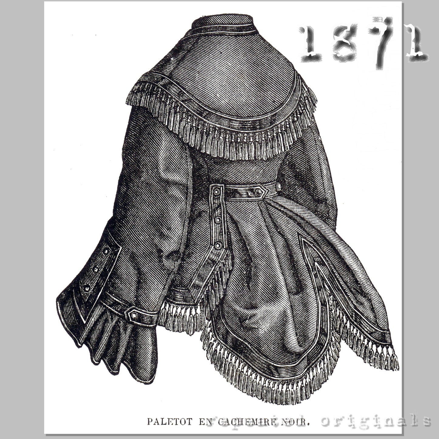 1871 Black Cashmere Paletot Sewing Pattern - INSTANT DOWNLOAD PDF