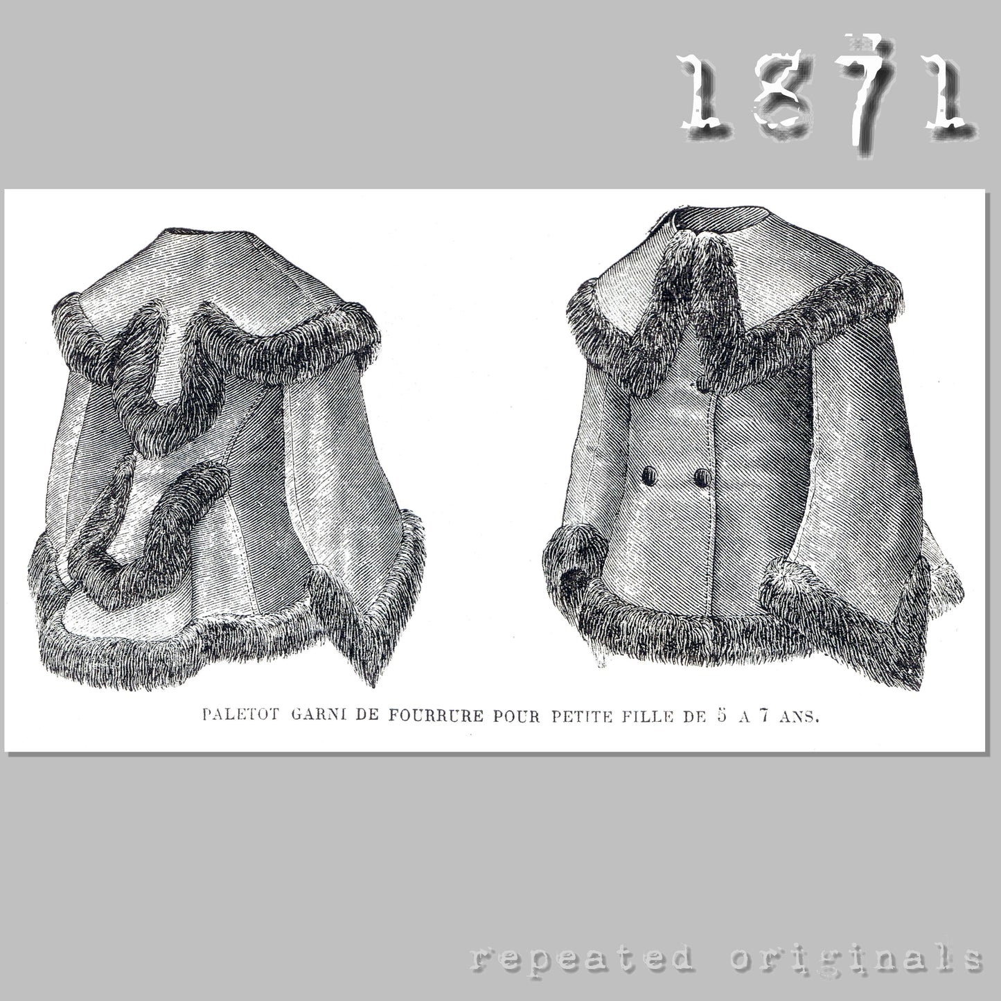 1871 Paletot for a Girl 5 - 7 Years Sewing Pattern - INSTANT DOWNLOAD PDF
