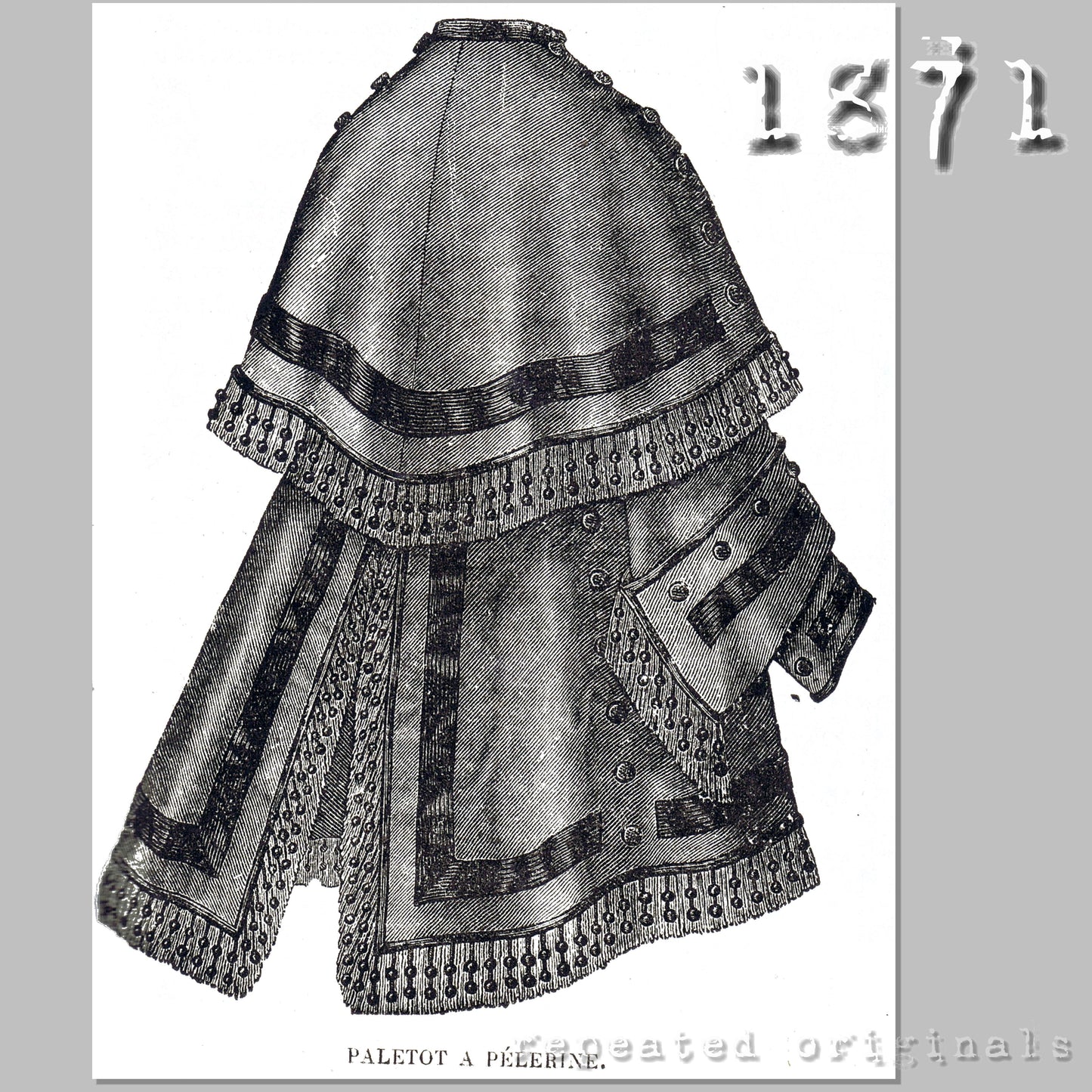 1871 Paletot with Cape Sewing Pattern - INSTANT DOWNLOAD PDF