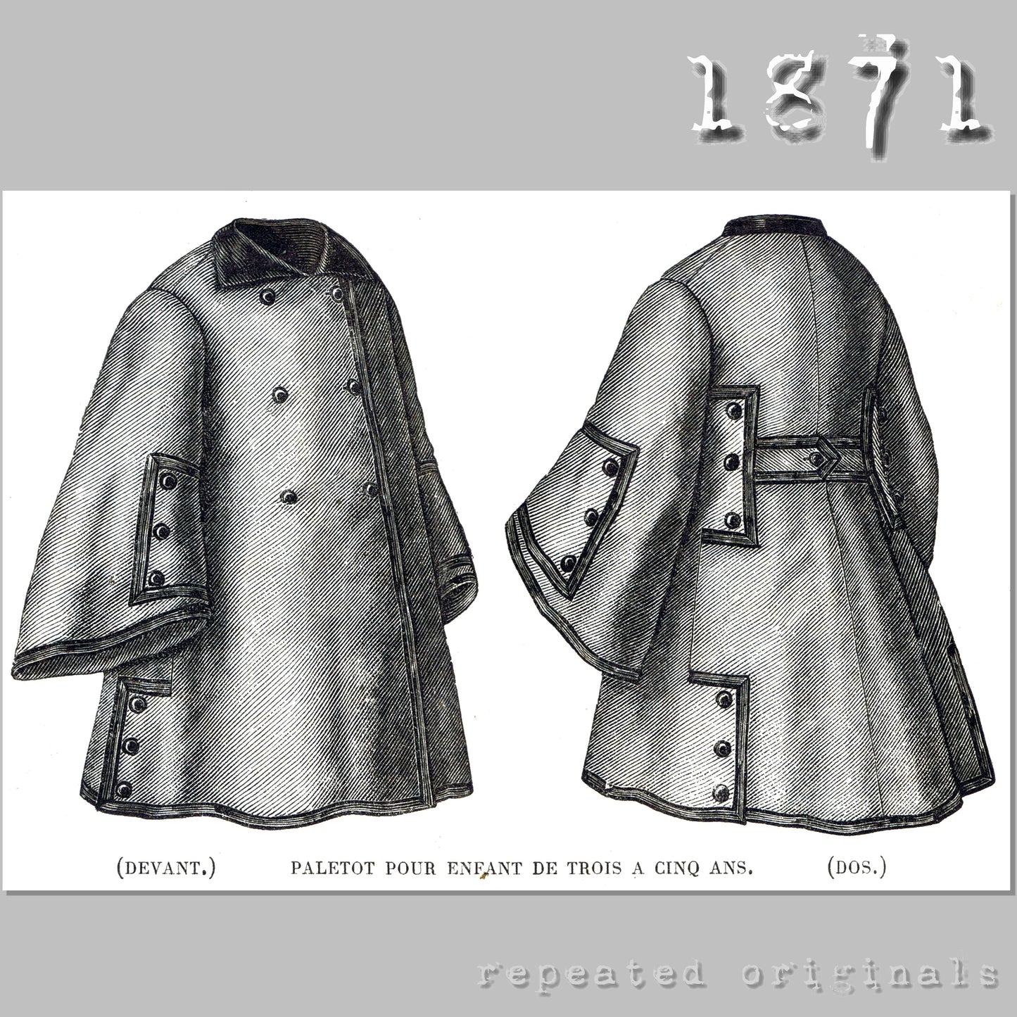 1871 Paletot for Child 3 to 5 Sewing Pattern - INSTANT DOWNLOAD PDF