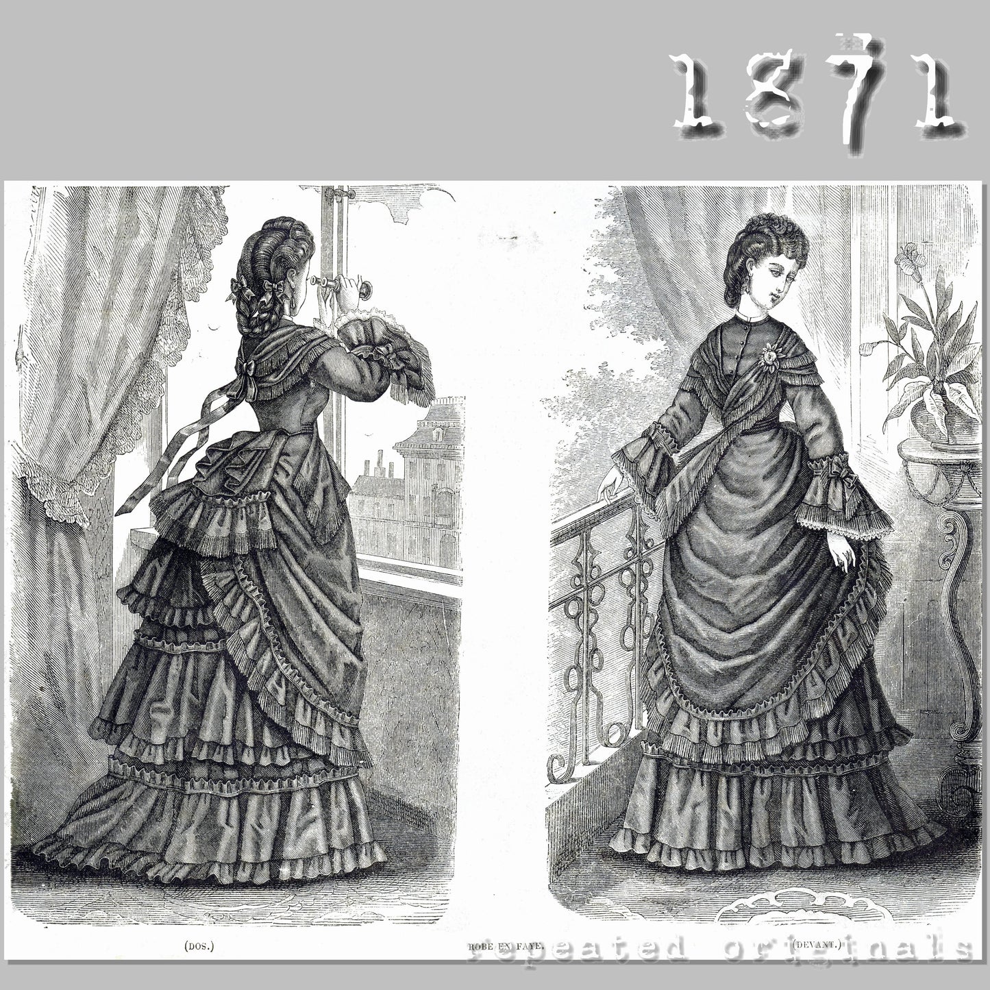 1871 Faye Dress Sewing Pattern - INSTANT DOWNLOAD PDF