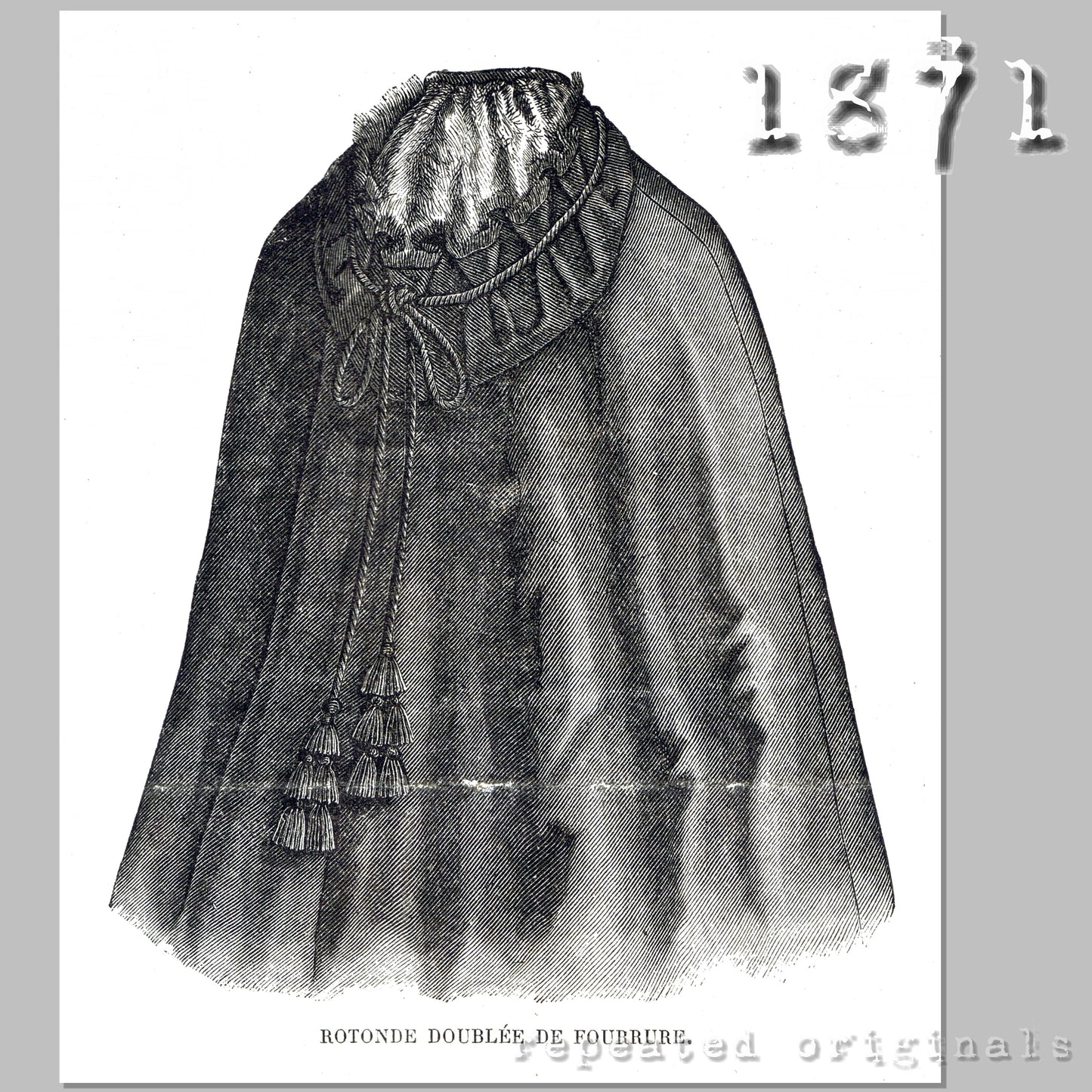 1871 Fur Lined Rotonde (Hooded Cape) Sewing Pattern- INSTANT DOWNLOAD PDF