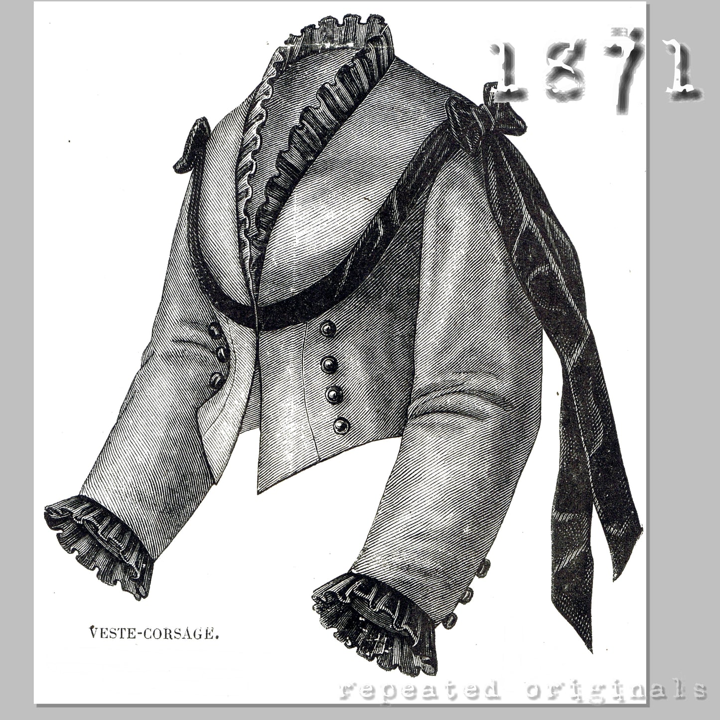 1871 Jacket Bodice Sewing Pattern - INSTANT DOWNLOAD PDF