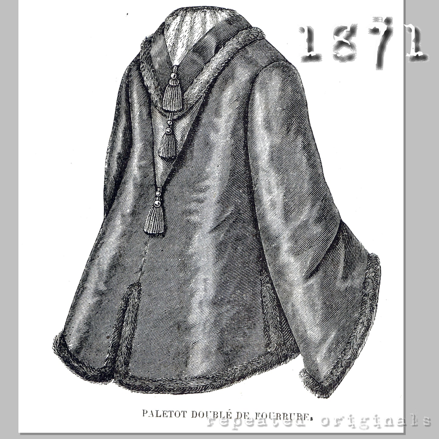 1871 Fur lined Paletot Sewing Pattern - INSTANT DOWNLOAD PDF