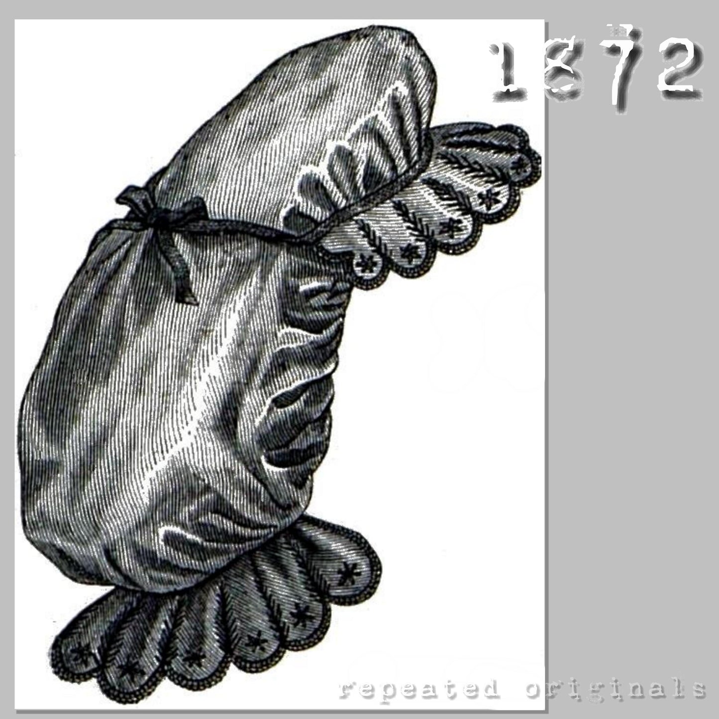 1872 Embroidered Oiled Silk Bathing Cap Sewing Pattern - INSTANT DOWNLOAD PDF