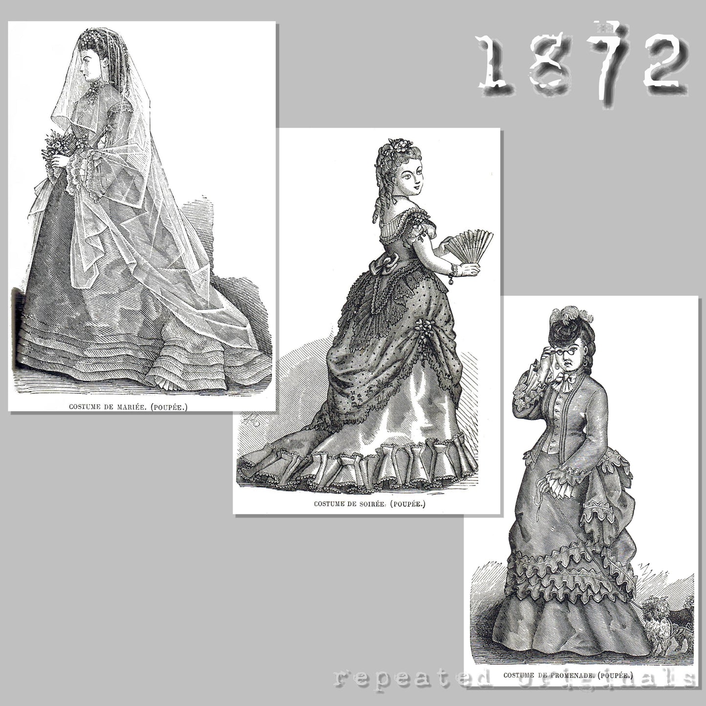 1872 Doll Costumes Sewing Pattern - INSTANT DOWNLOAD PDF