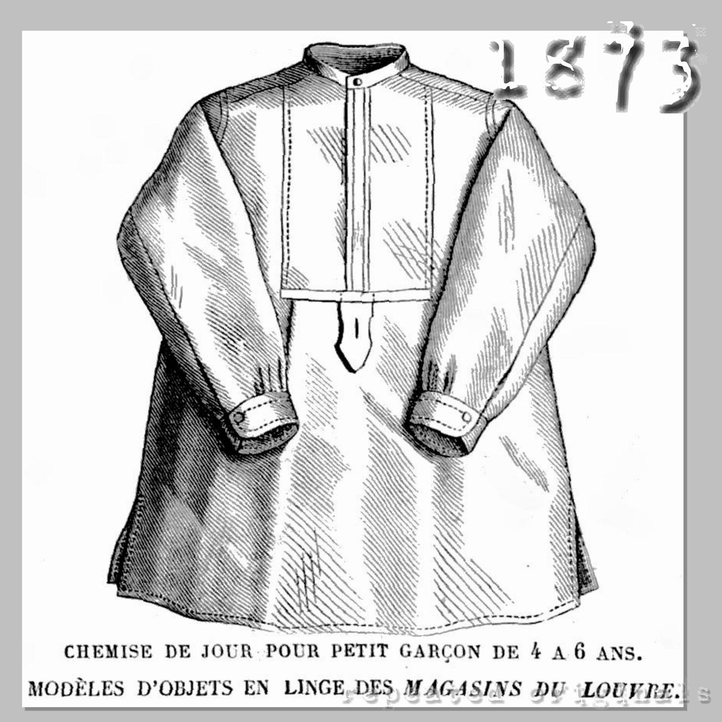 1873 Shirt for Boy 4 to 6 Years Sewing Pattern - INSTANT DOWNLOAD PDF