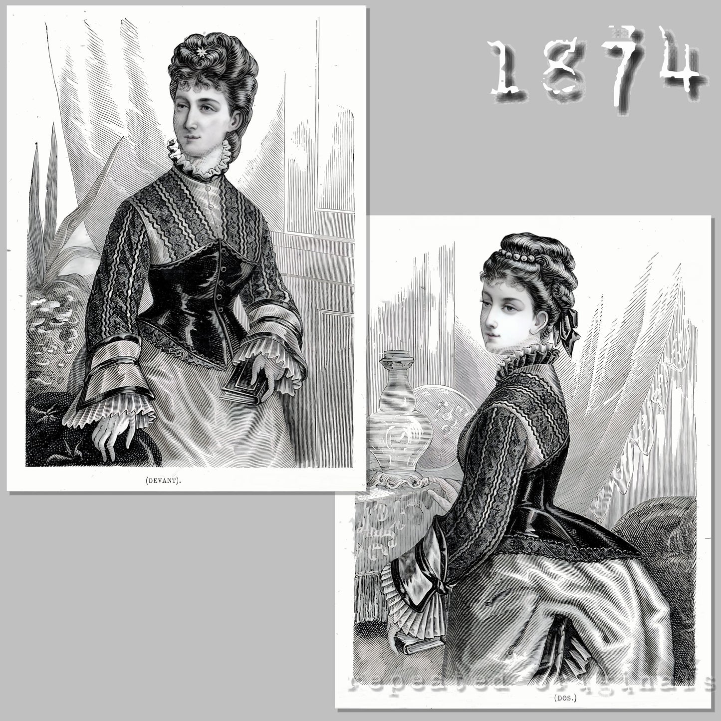 1874 Corselet Bodice Sewing Pattern - INSTANT DOWNLOAD PDF