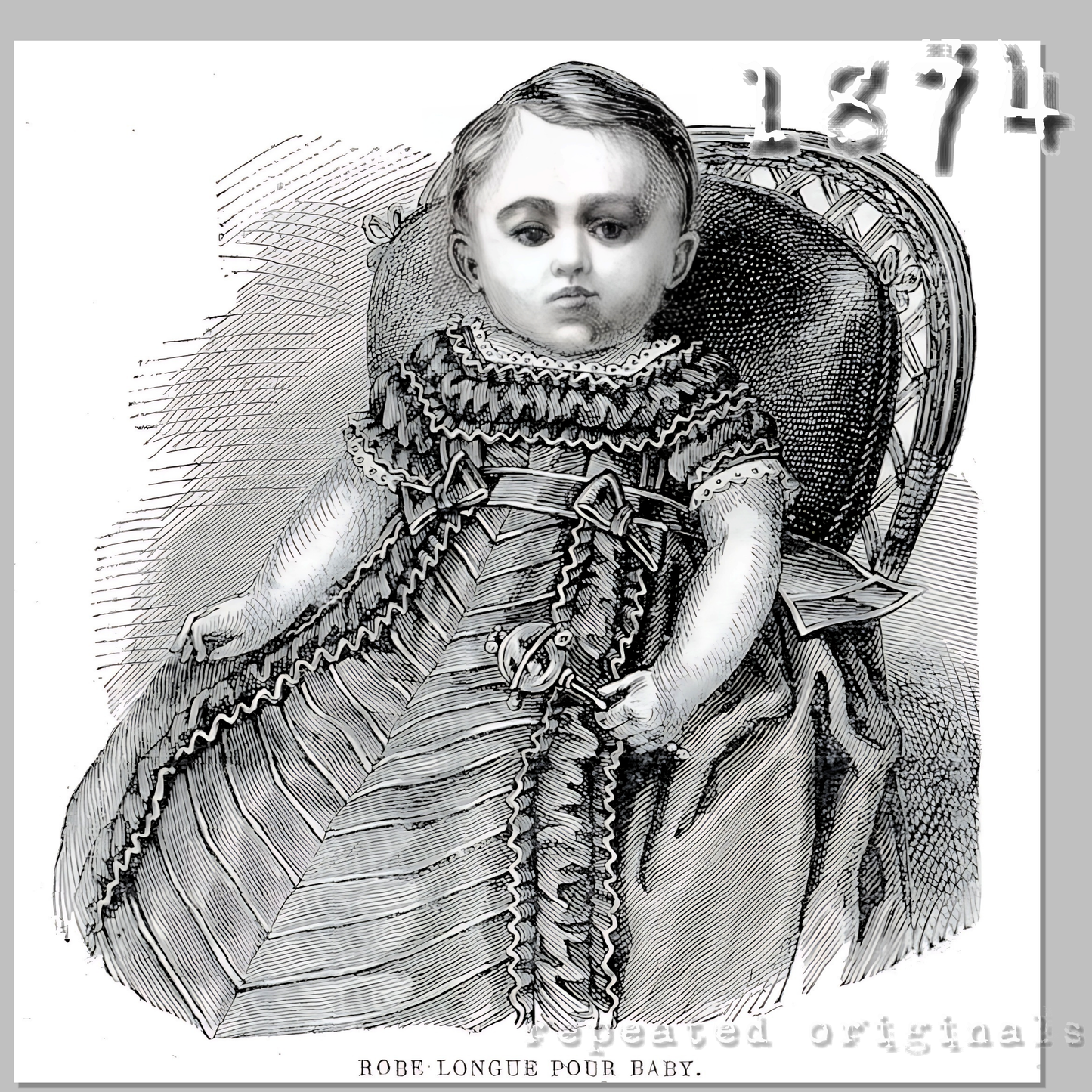 1874 Long Dress for Infant Sewing Pattern - INSTANT DOWNLOAD PDF