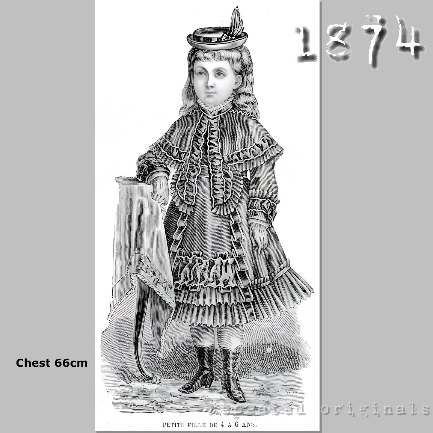 1874 Dress and Fichu for Girl 4-6 Years Sewing Pattern - INSTANT DOWNLOAD PDF