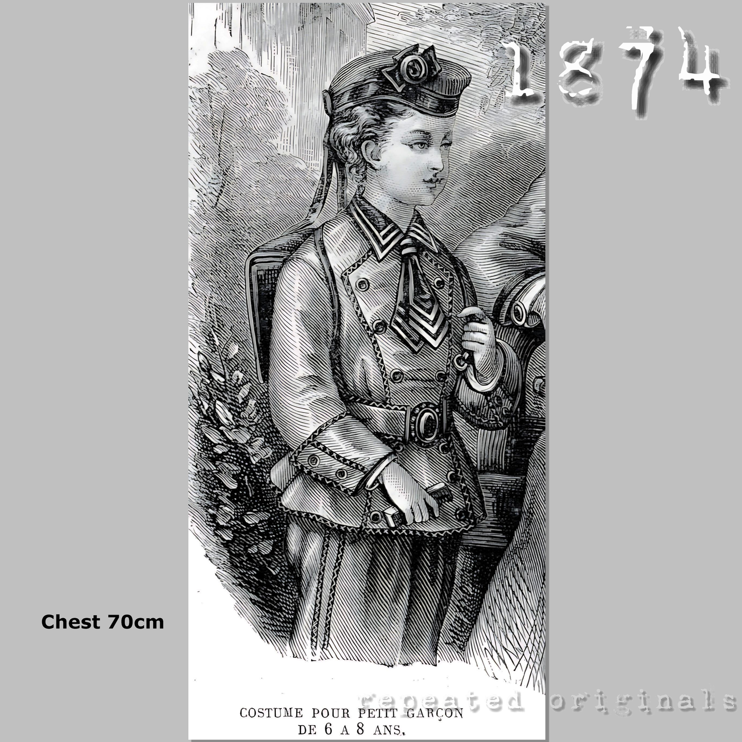 1874 Suit and Cap for Boy 6-8 Years Sewing Pattern - INSTANT DOWNLOAD PDF