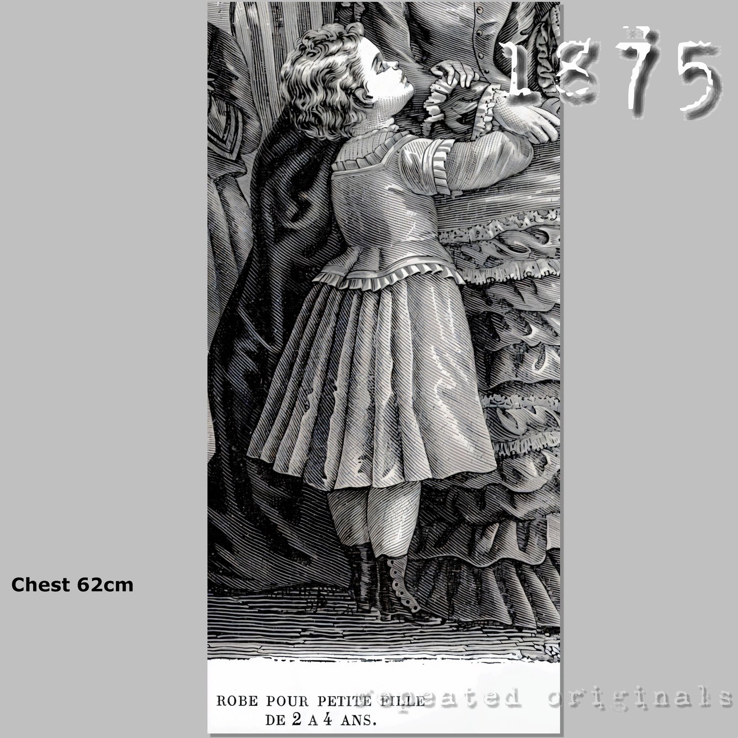 1875 Dress for a Girl 2-4 Years Sewing Pattern - INSTANT DOWNLOAD PDF