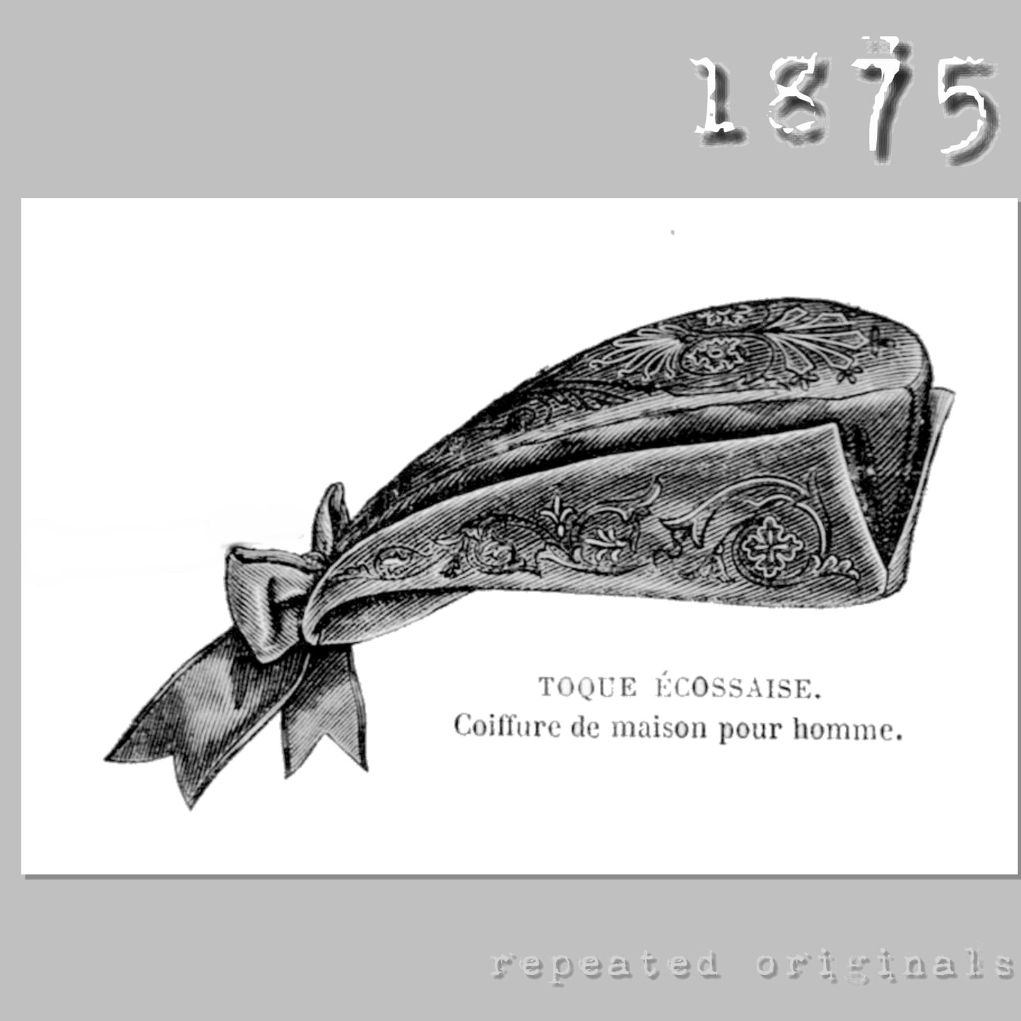 1875 Mens Scottish Toque Sewing Pattern - INSTANT DOWNLOAD PDF