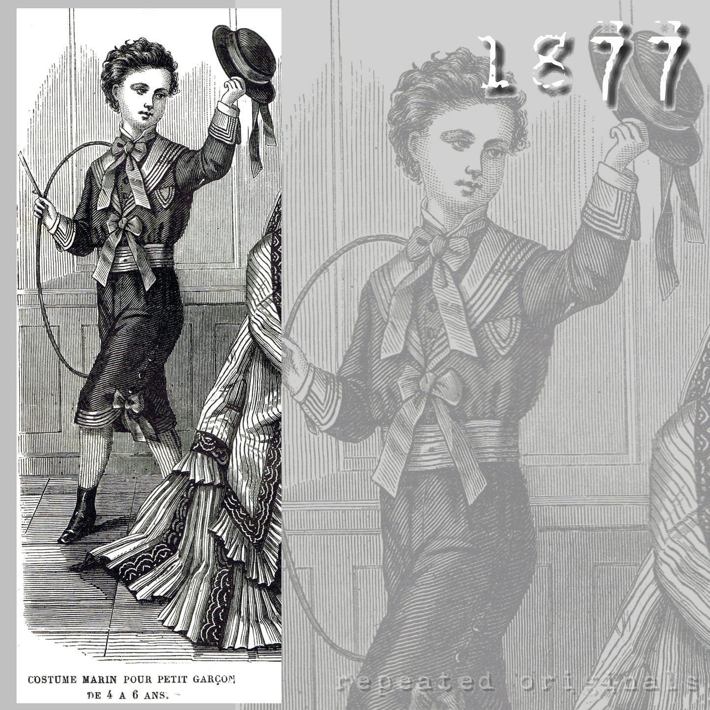 1877 Sailor Suit for Boy 4 to 6 Years Sewing Pattern - INSTANT DOWNLOAD PDF