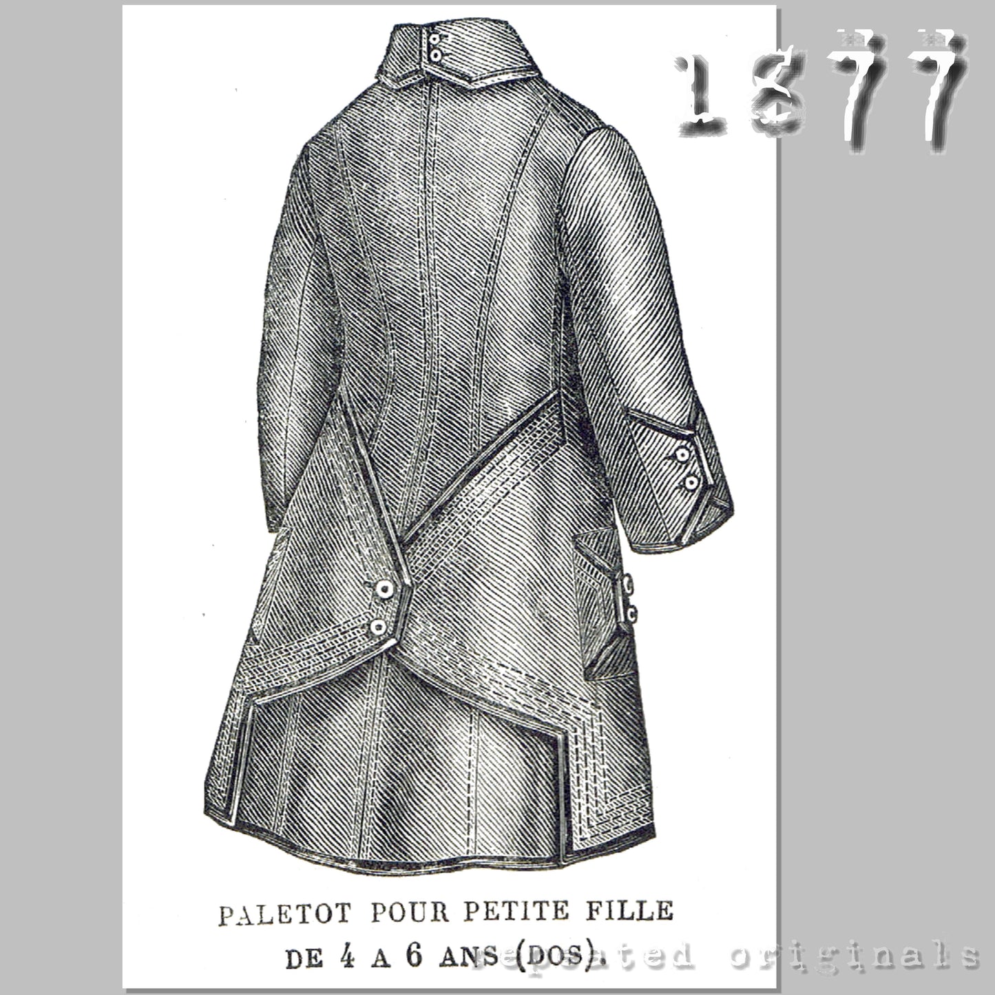 1877 Paletot for Girl 4 - 6 Years Sewing Pattern - INSTANT DOWNLOAD PDF