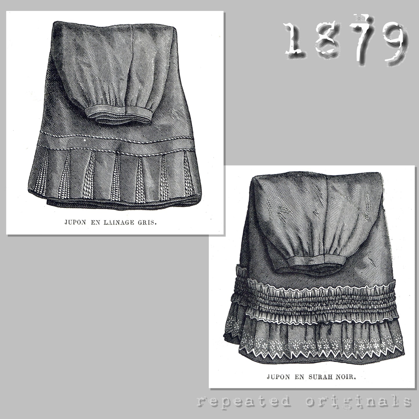 1879 Two Underskirts Sewing Pattern - INSTANT DOWNLOAD PDF