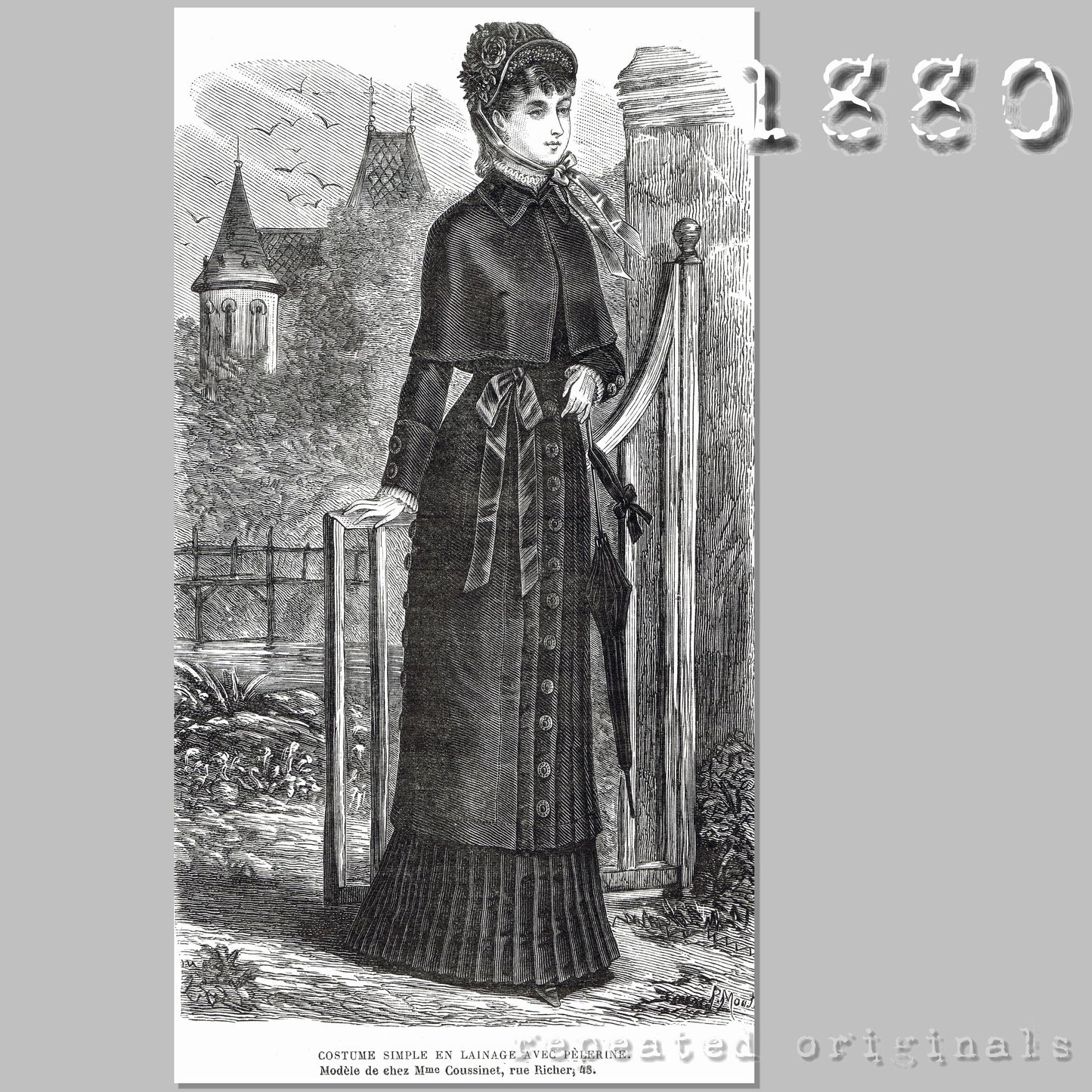 1880 Simple Woollen Suit with Cape Sewing Pattern - INSTANT DOWNLOAD PDF