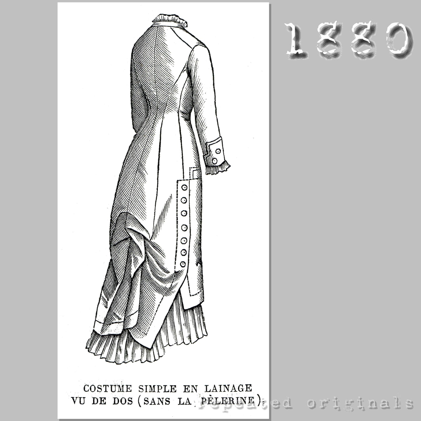 1880 Simple Woollen Suit with Cape Sewing Pattern - INSTANT DOWNLOAD PDF