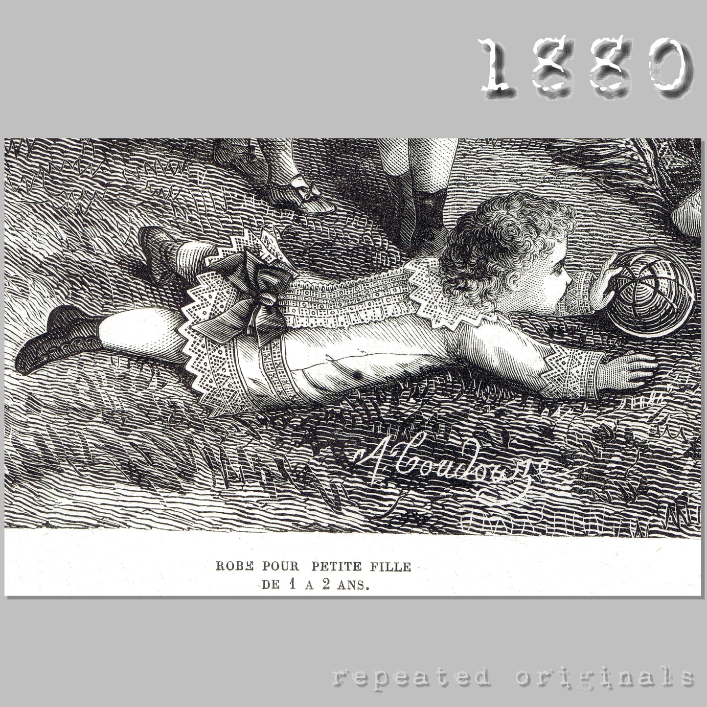 1880 Dress for Girl 1 - 2 Years - INSTANT DOWNLOAD PDF