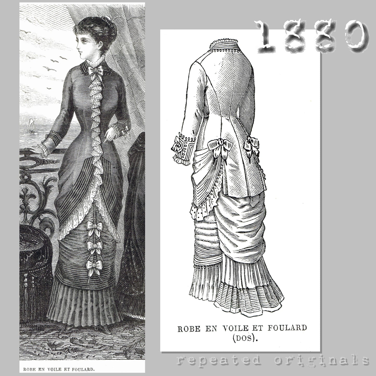1880 Voile and Foulard Dress Sewing Pattern - INSTANT DOWNLOAD PDF