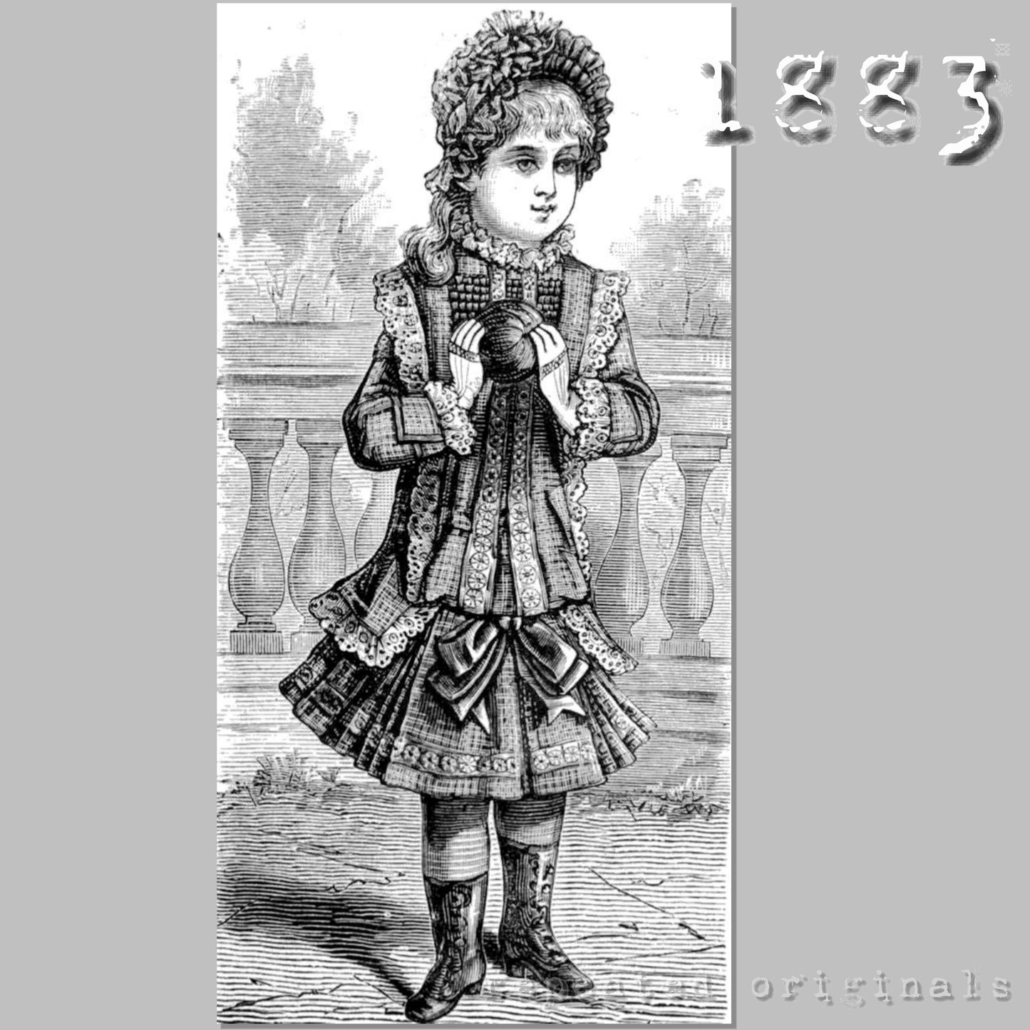 1883 Dress for Girl 4 to 6 Years Sewing Pattern - INSTANT DOWNLOAD PDF