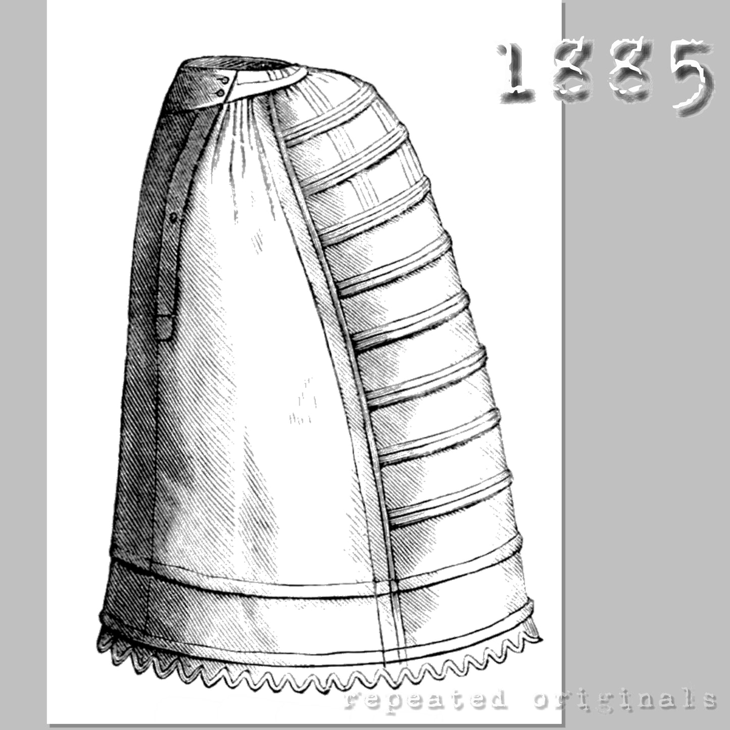 1885 Crinoline or Bustle Petticoat Sewing Pattern - INSTANT DOWNLOAD PDF