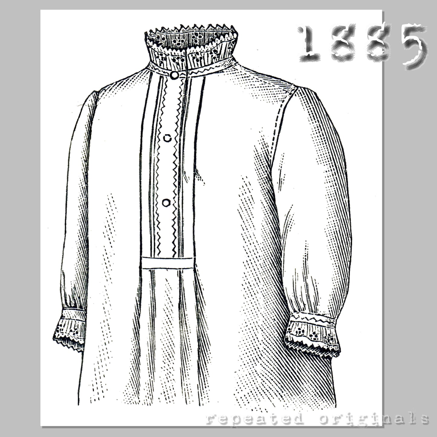 1885 Nightgown for Girl 5 - 7 Years Sewing Pattern - INSTANT DOWNLOAD PDF