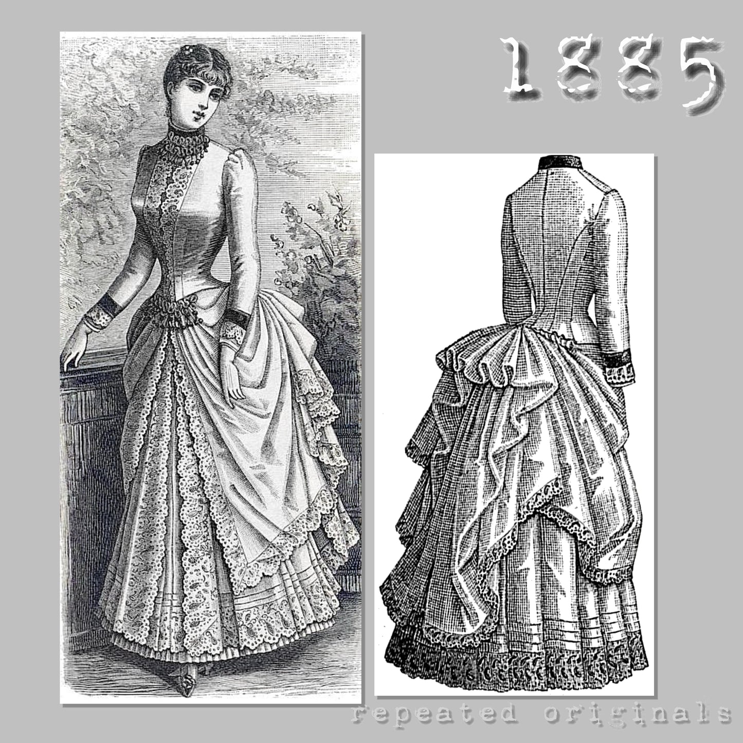 1885 Etamine Bustle Dress Sewing Pattern - INSTANT DOWNLOAD PDF