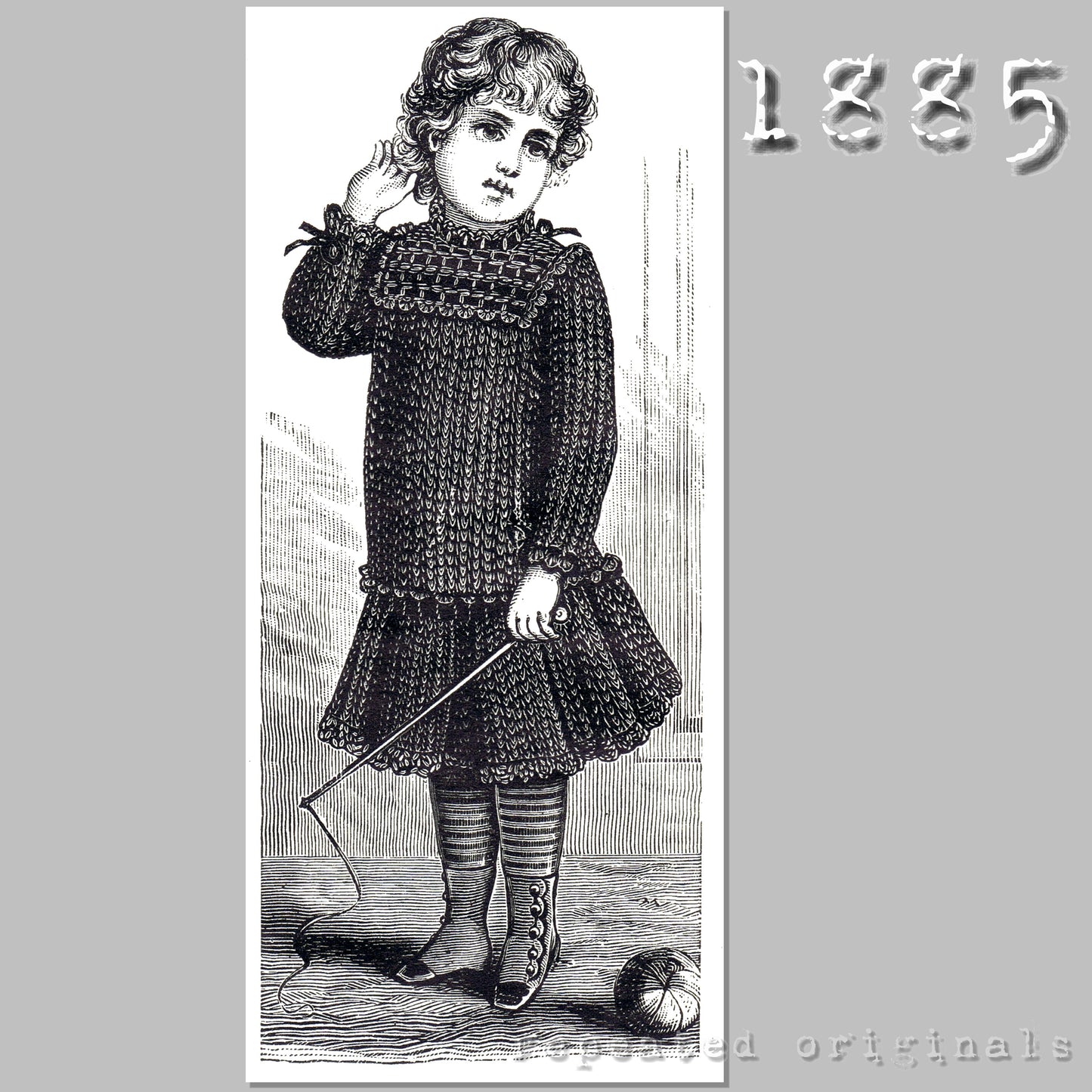 1885 Crochet Woollen Underdress for Child 2 - 3 Years - INSTANT DOWNLOAD PDF