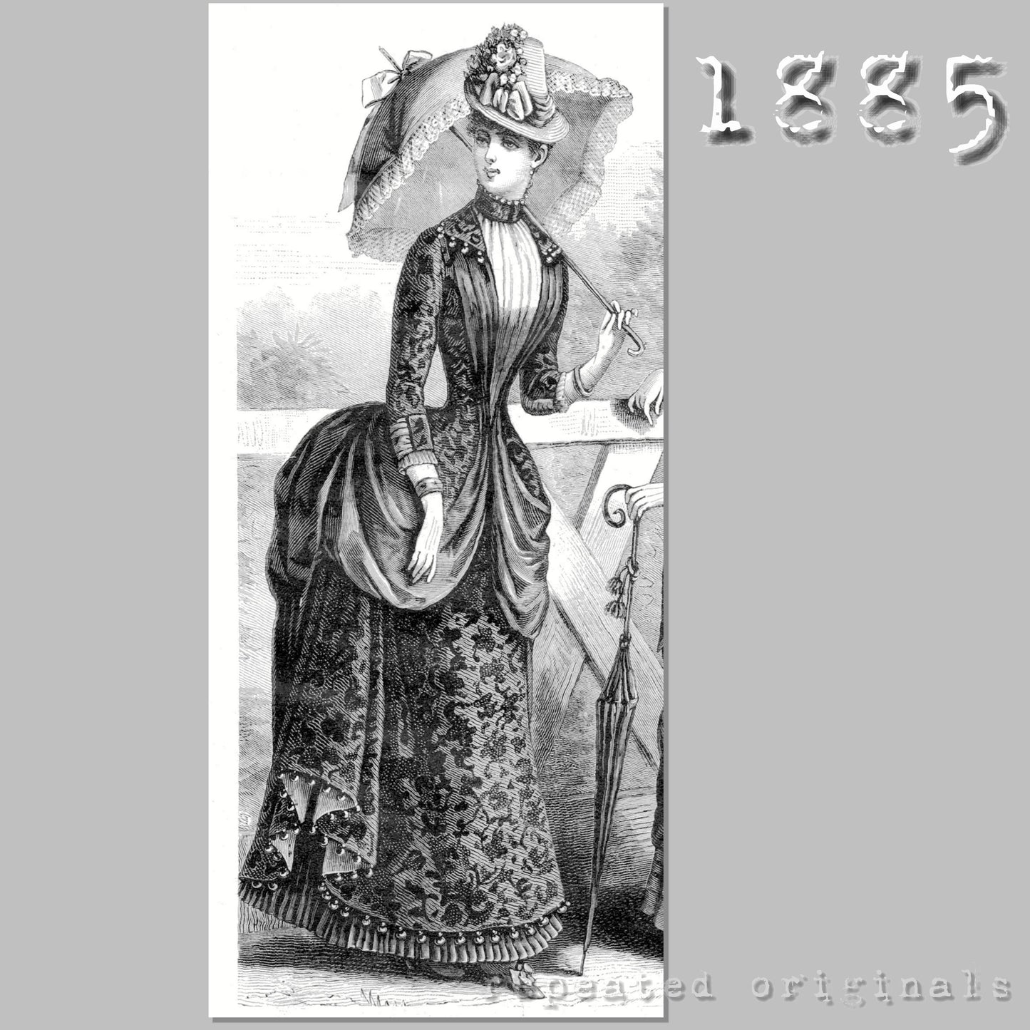 1885 Grenadine and Satin Merveilleux Dress Sewing Pattern - INSTANT DOWNLOAD PDF