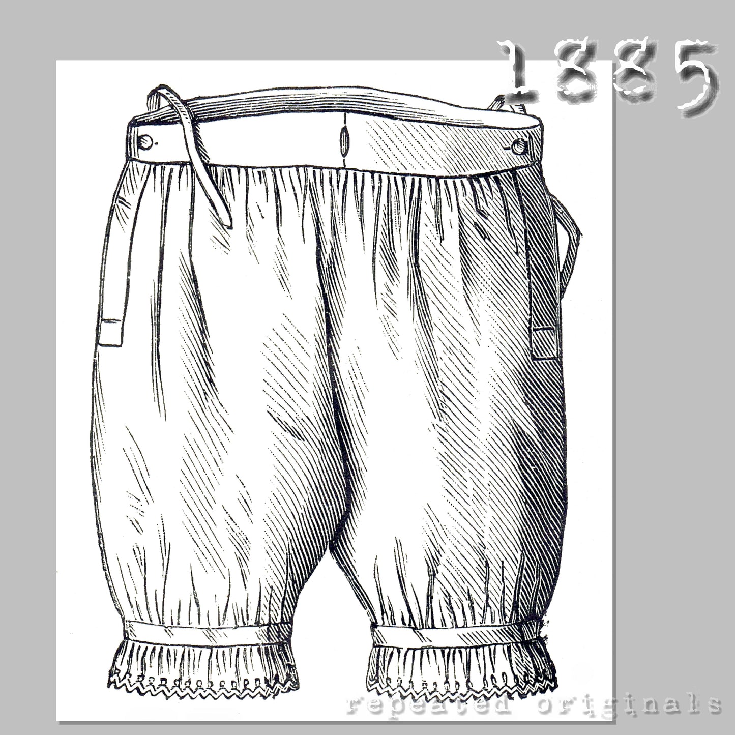 1885 Drawers for Girl 5 - 7 Years Sewing Pattern - INSTANT DOWNLOAD PDF