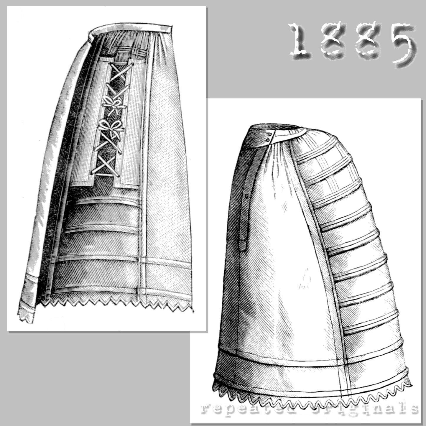 1885 Crinoline or Bustle Petticoat Sewing Pattern - INSTANT DOWNLOAD PDF
