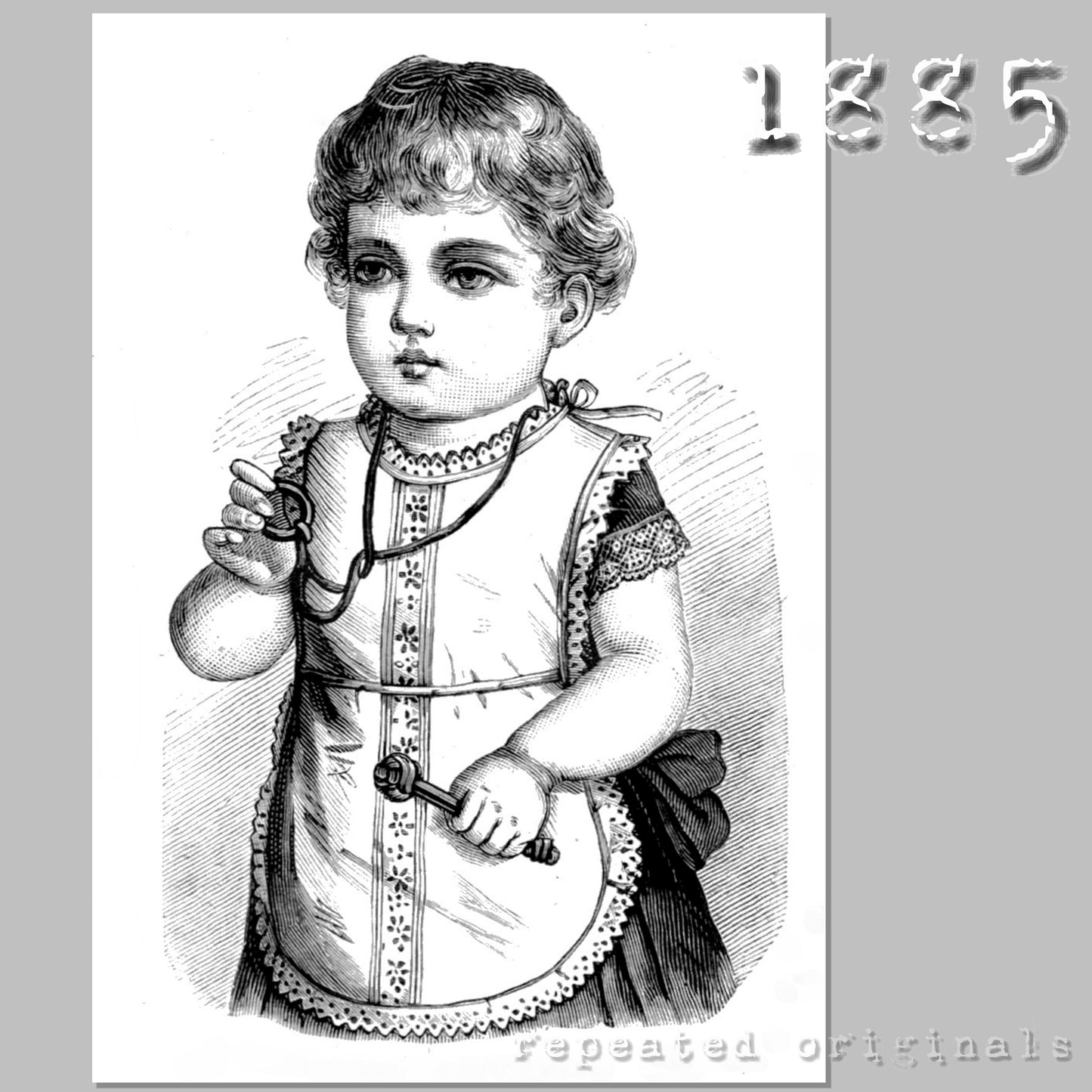 1885 Child's Pinafore Sewing Pattern - INSTANT DOWNLOAD PDF