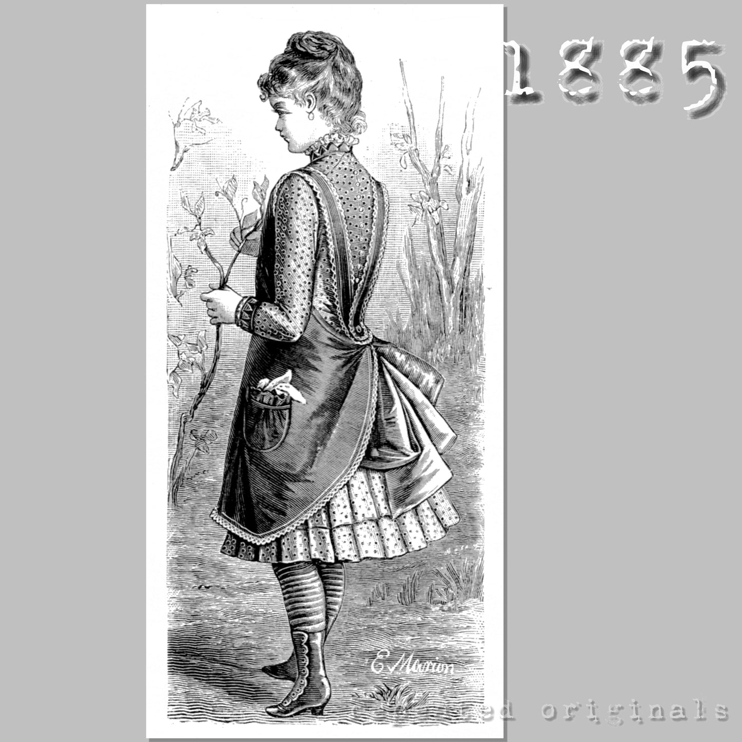 1885 Apron for Girl 9 - 11 Years Sewing Pattern - INSTANT DOWNLOAD PDF