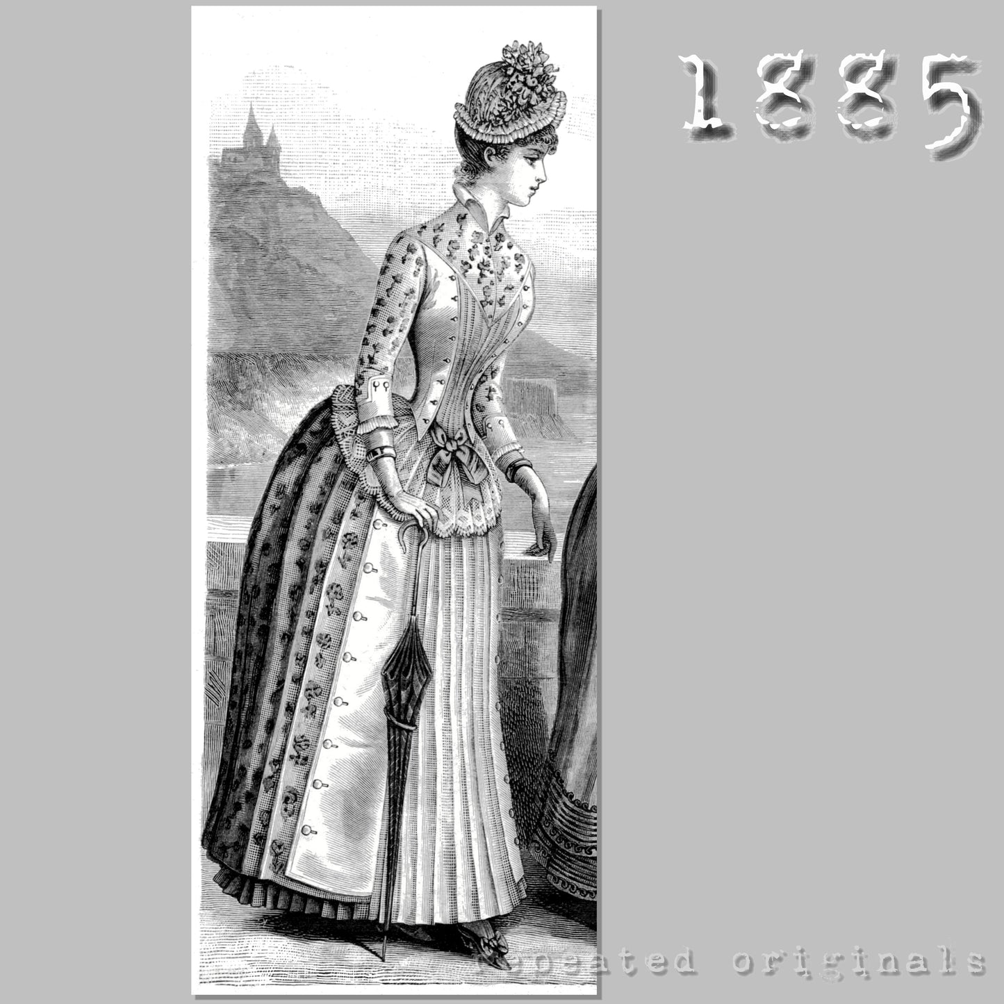 1885 Etamine and Satin Surah Bodice Sewing Pattern - INSTANT DOWNLOAD PDF