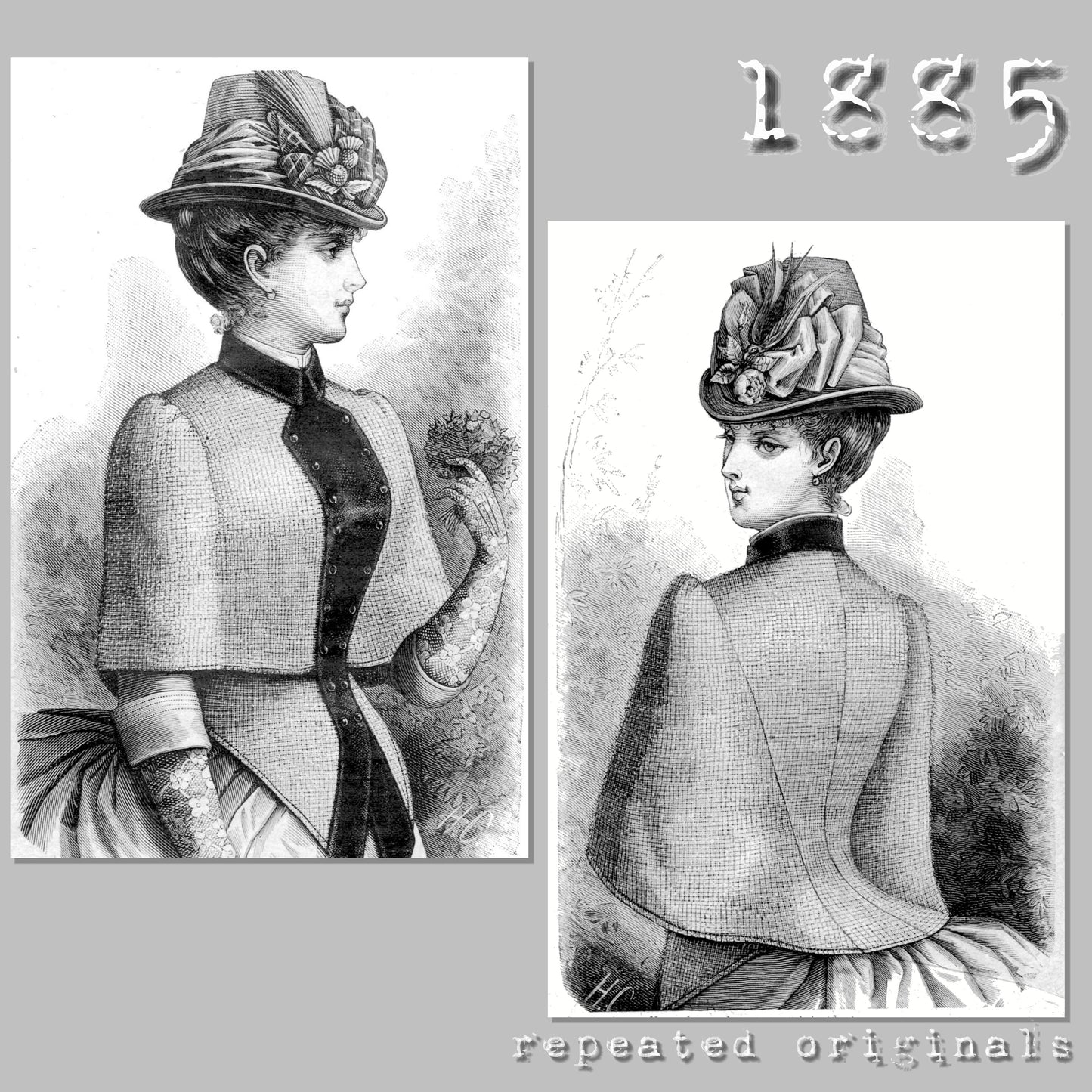 1885 Pelerine Mantle for Bustle Dress Sewing Pattern - INSTANT DOWNLOAD PDF