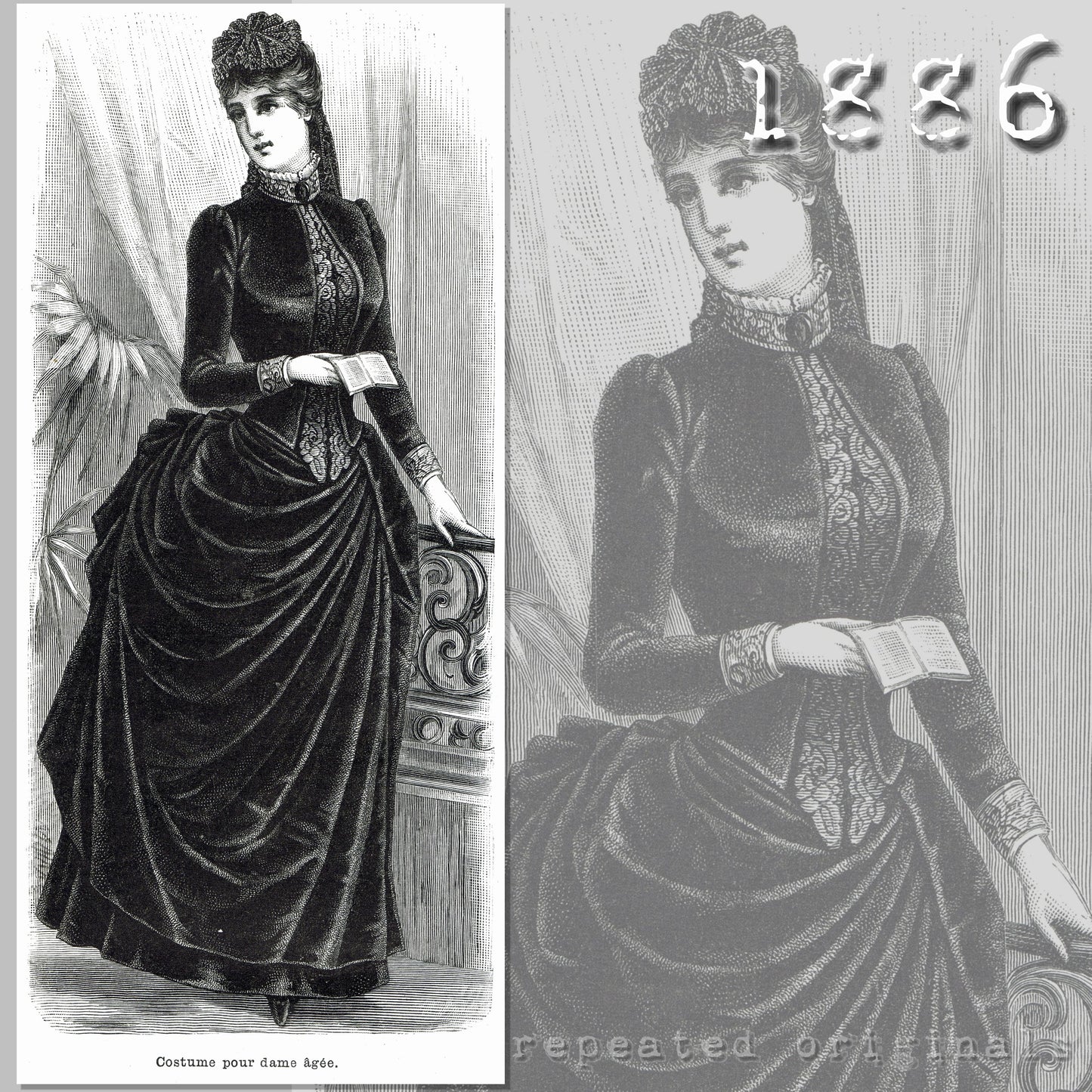 1886 Dress for older ladies Sewing Patterns - INSTANT DOWNLOAD PDF