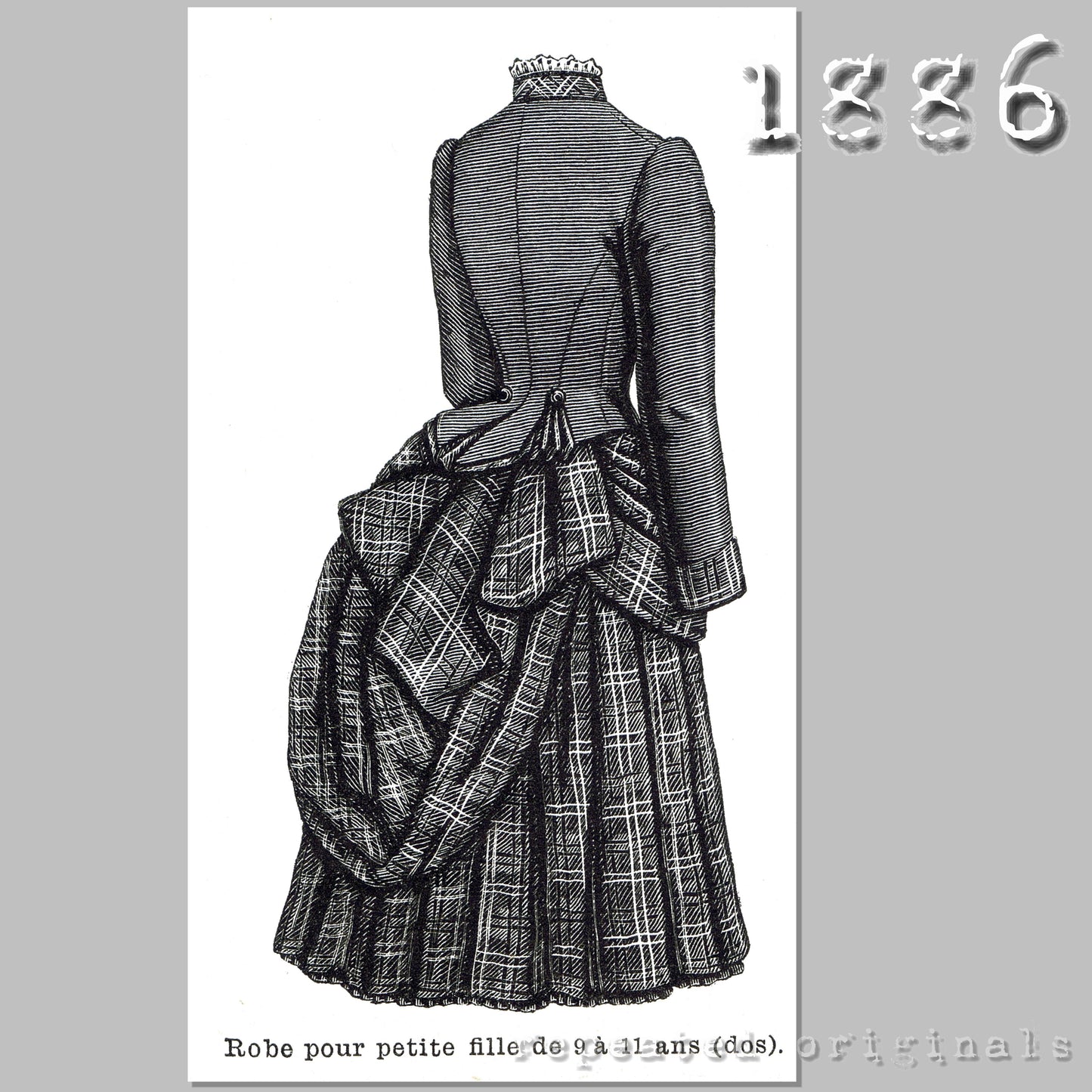 1886 Dress for Girls 9 - 11 Sewing Pattern - INSTANT DOWNLOAD PDF