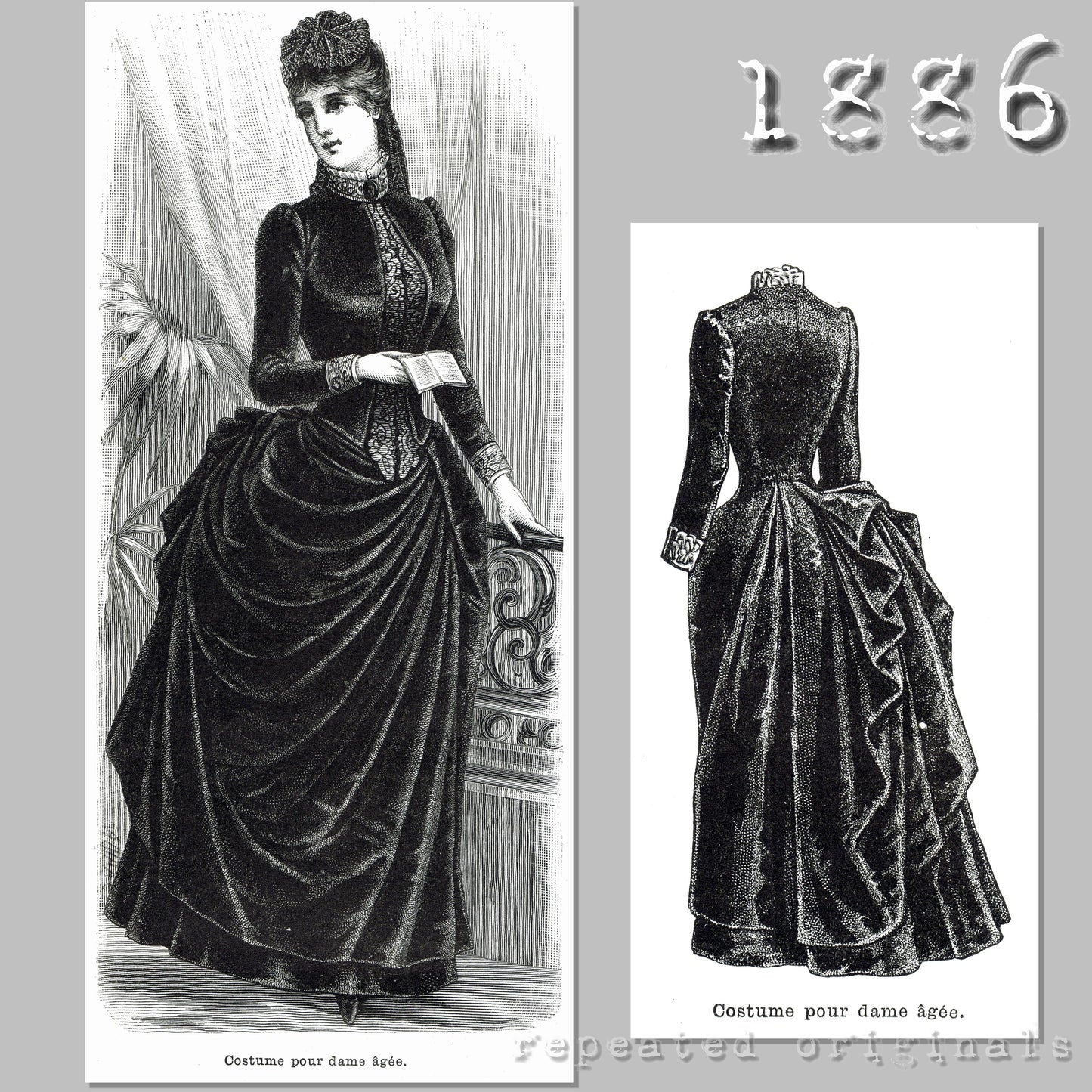 1886 Dress for older ladies Sewing Patterns - INSTANT DOWNLOAD PDF