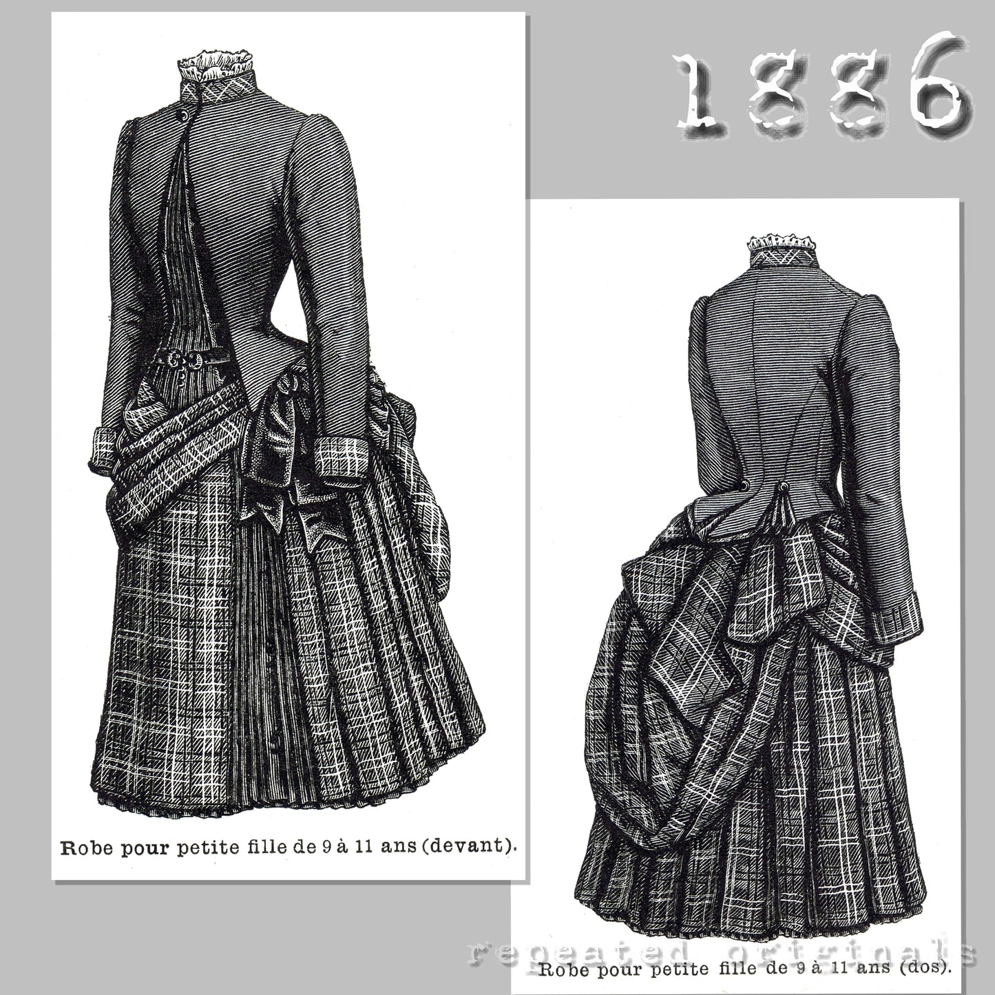 1886 Dress for Girls 9 - 11 Sewing Pattern - INSTANT DOWNLOAD PDF